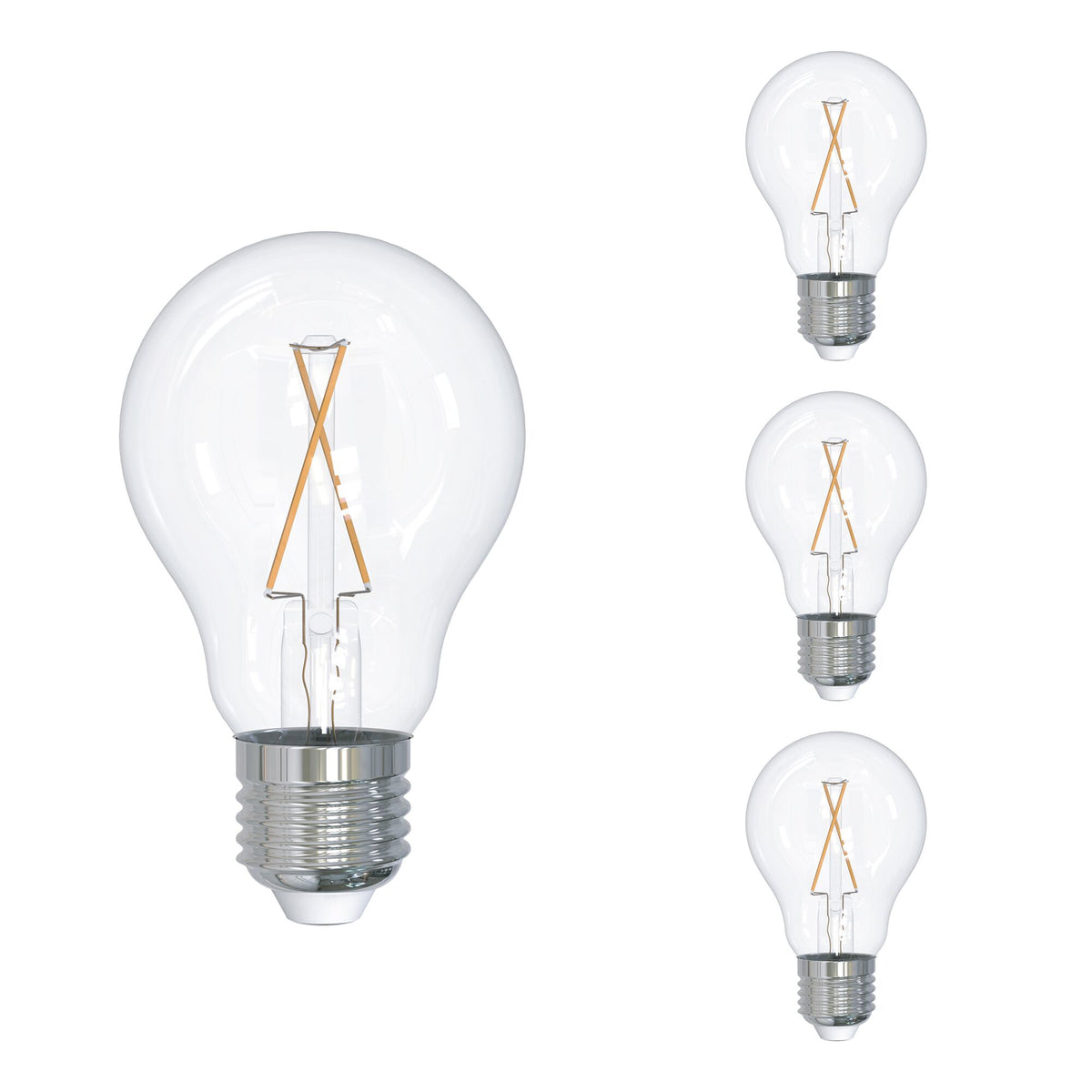 Bulbrite 6-Pack 2.5-Watt A19 Medium(E26)LED Bulb with Vintage Spiral Filaments, Clear,2700K,100 Lumens