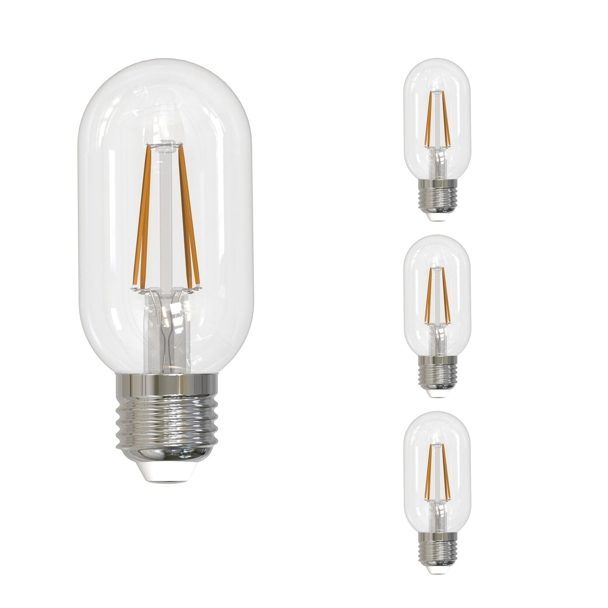 Bulbrite Pack of (4) 5 Watt Dimmable Clear Filament T14 Medium (E26) LED Light Bulb - 450 Lumens, 2700K
