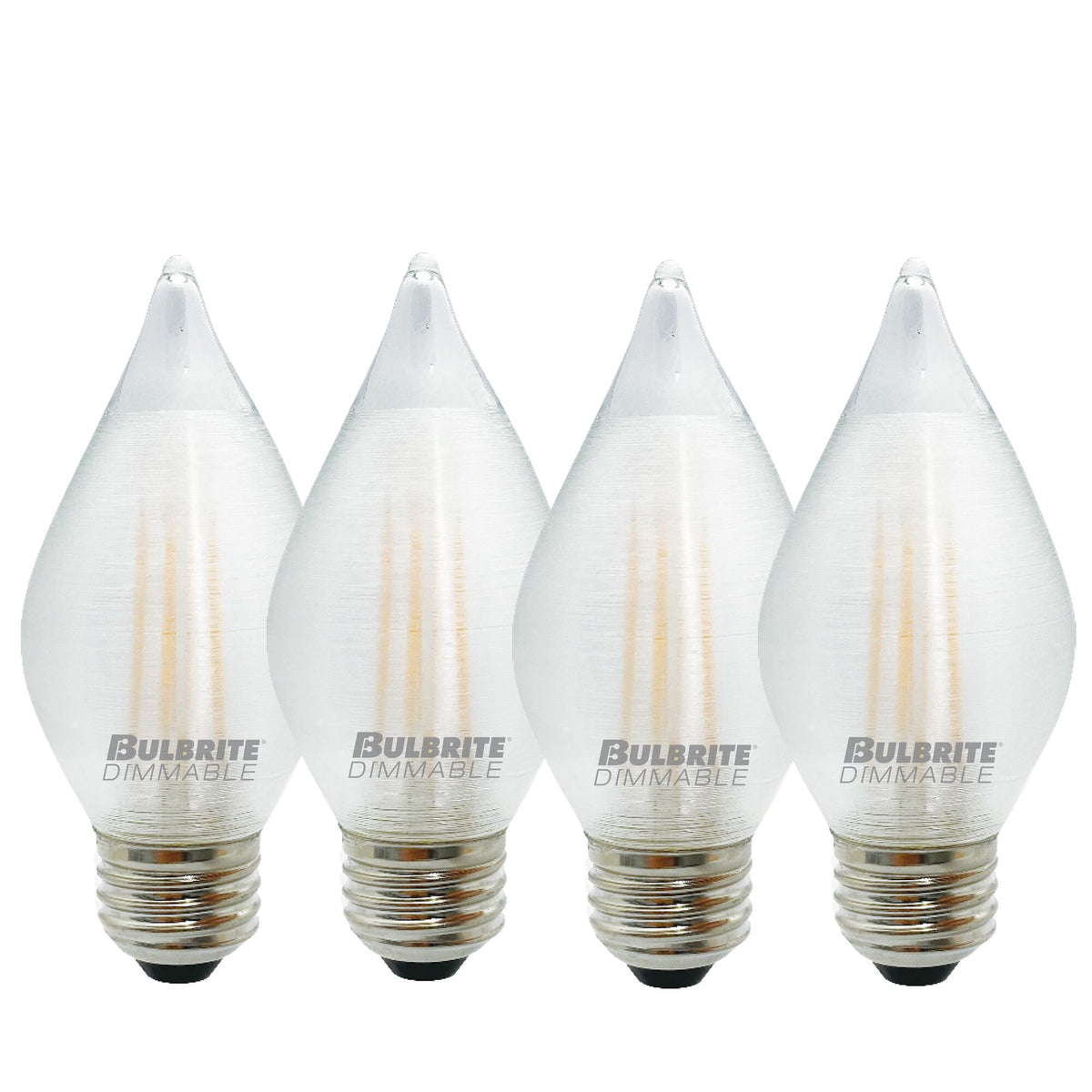Bulbrite Spunlite Pack of (4) 4 Watt Dimmable C15 LED Filament Light Bulb with Satin Glass Finish and Medium (E26) Base - 2700K (Warm White Light), 350 Lumens