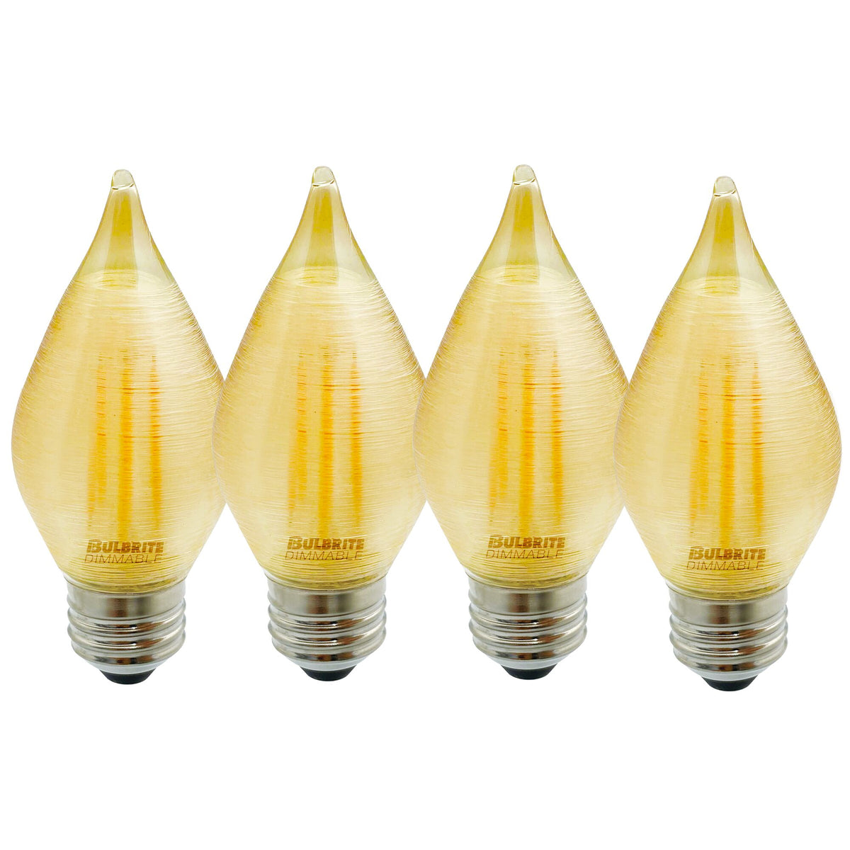 Bulbrite Spunlite Pack of (4) 4 Watt Dimmable C15 LED Filament Light Bulb with Amber Glass Finish and Medium (E26) Base - 2100K (Amber Light), 250 Lumens