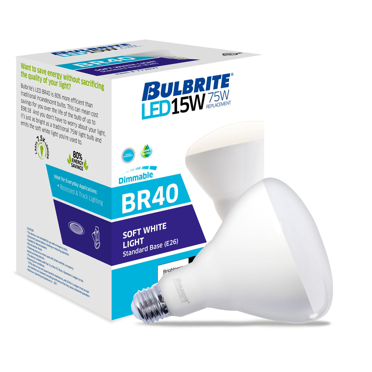 Bulbrite LED Filament 15W Dimmable BR40 Light Bulbs with Frost Glass Finish and E26 Medium Base – 3000K Soft White Light, 1100 Lumens, 4-Pack
