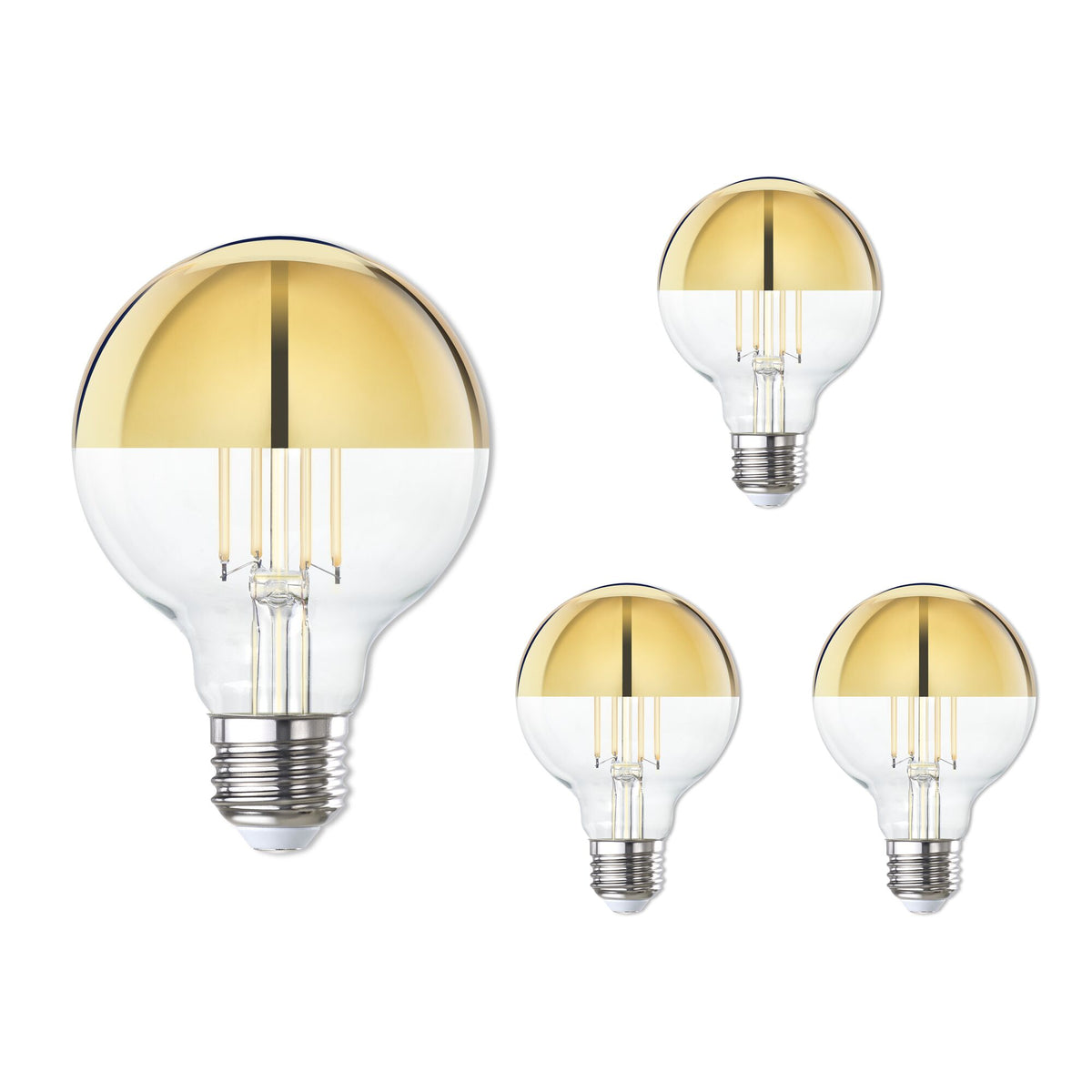 Bulbrite LED Filament Pack of (4) 4.5 Watt Dimmable G25 Light Bulb with Half Gold Glass Finish and Medium (E26) Base - 2700K (Warm White Light), 350 Lumens