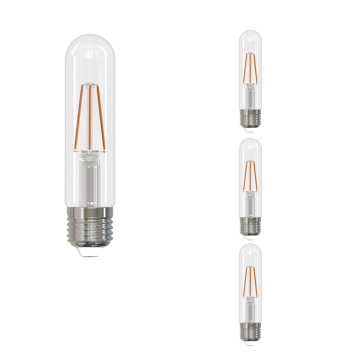 Bulbrite LED Filament Pack of (4) 5 Watt Dimmable 5 Inch T9 Light Bulbs with Clear Glass Finish and Medium (E26) Base - 3000K (Soft White Light), 500 Lumens
