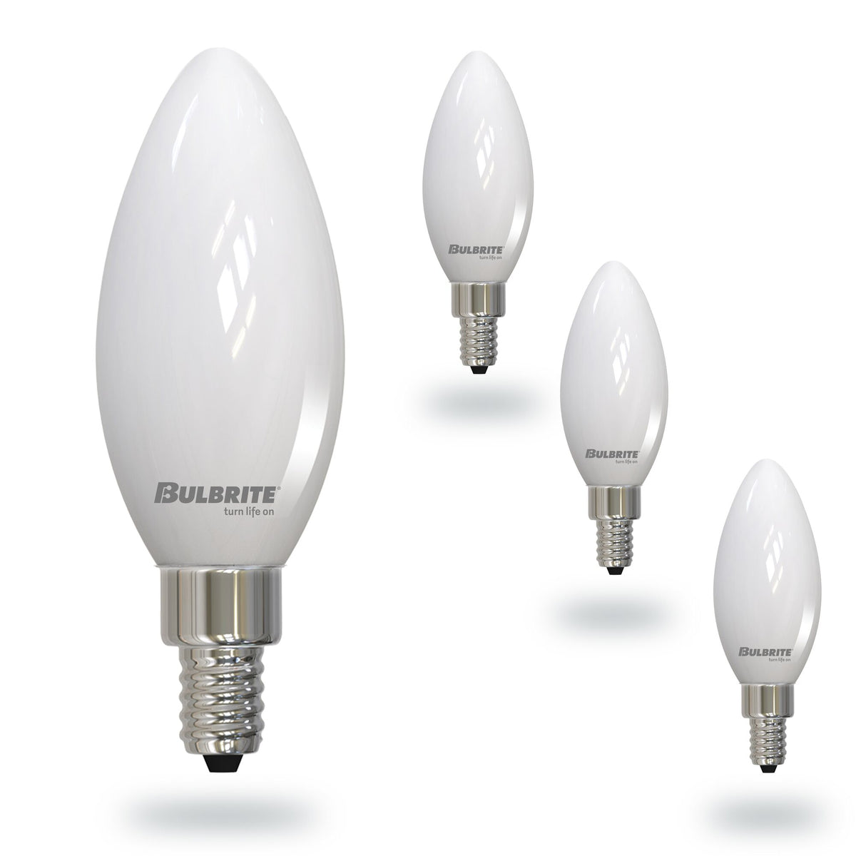 Bulbrite 5 Watt LED B11 Light Bulbs, Warm Dimming 3000K (Soft White) - 1800K (Candlelight), 500 Lumens, (4 Pack)