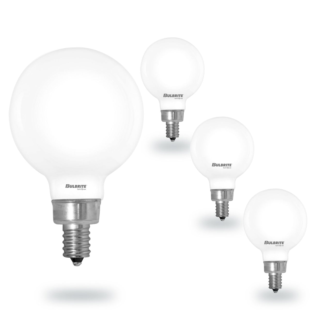 Bulbrite 5 Watt LED G16 Light Bulbs, Warm Dimming 3000K (Soft White) - 1800K (Candlelight), 500 Lumens, (4 Pack)