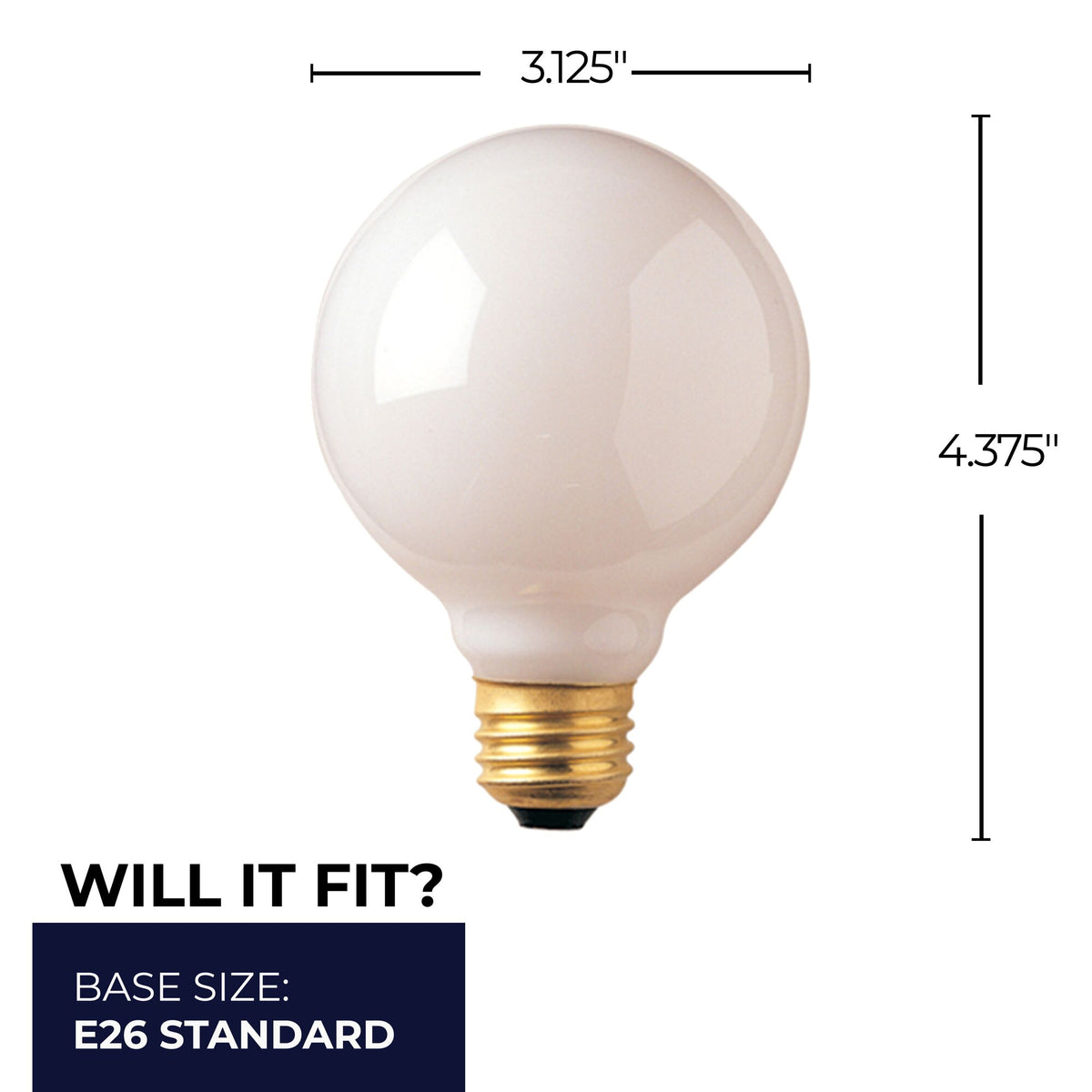 Bulbrite 40W Dimmable Incandescent G25 Light Bulbs with Standard E26 Screw Base, White Glass Finish, 24-Pack