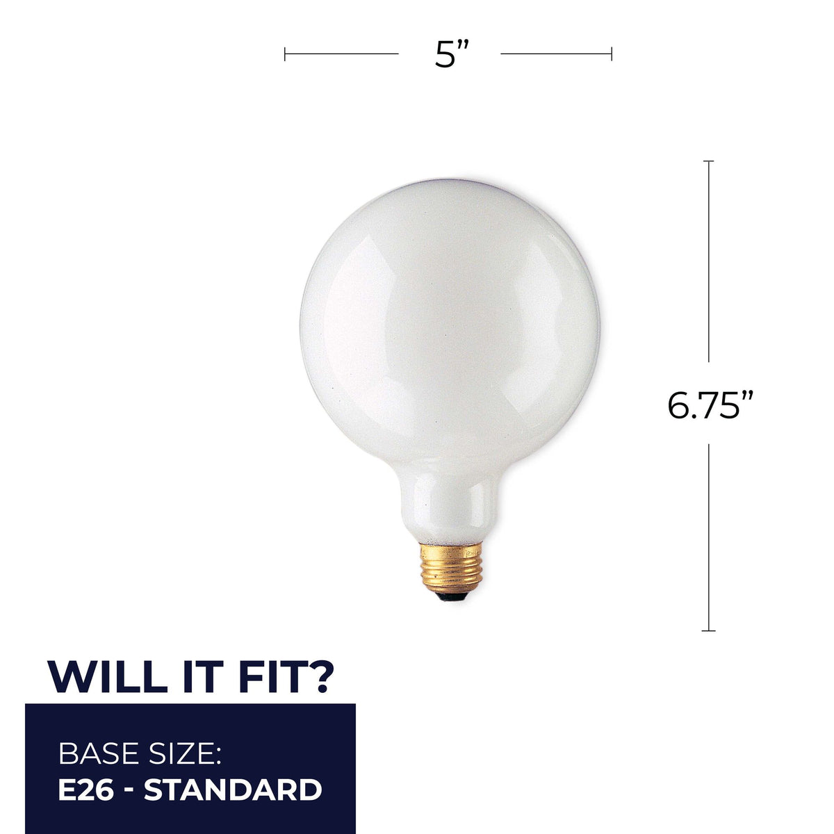 Bulbrite Incandescent G40 Medium Screw Base (E26) Light Bulb, 60W, White, 12-Pack