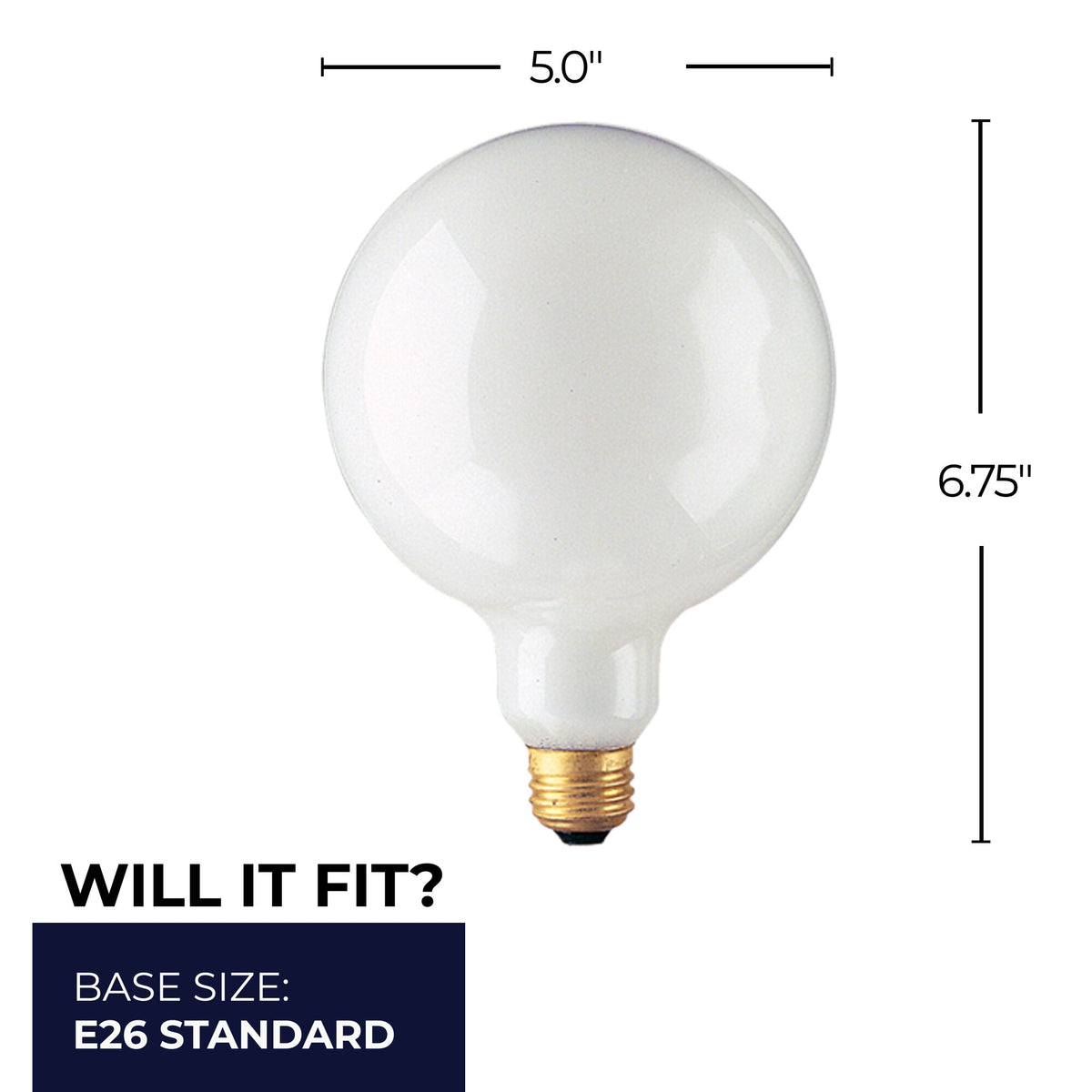 Bulbrite Incandescent G40 Medium Screw Base (E26) Light Bulb, 100W, White, 12-Pack