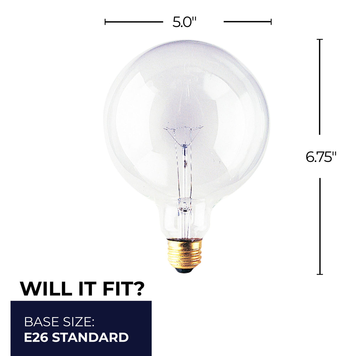 Bulbrite Incandescent G40 Medium Screw Base (E26) Light Bulb, 40W, Clear, 12-Pack
