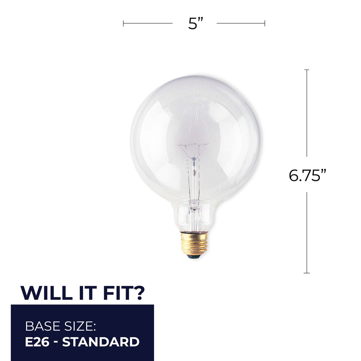 Bulbrite Incandescent G40 Medium Screw Base (E26) Light Bulb, 60W, Clear, 12-Pack