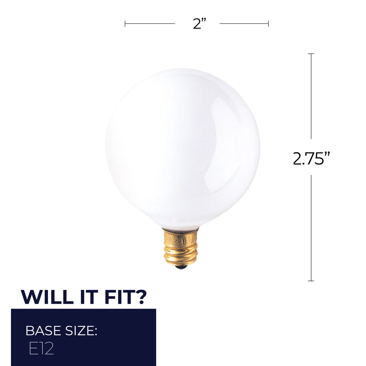Bulbrite Incandescent 15W G16.5 Light Bulbs with a White Finish and E12 Candelabra Base, 2700K Warm White Light, 25-Pack
