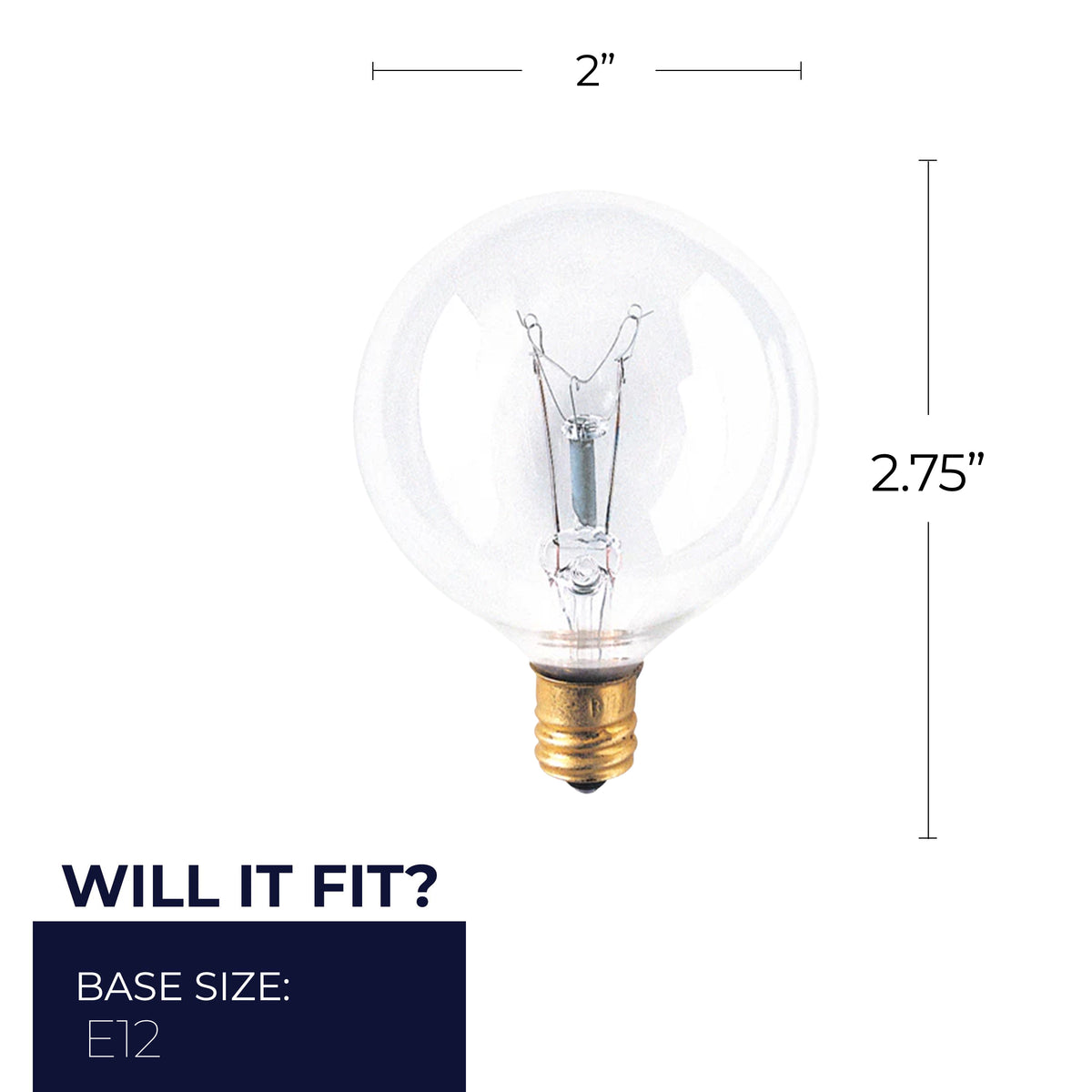 Bulbrite Incandescent 15W G16.5 Light Bulbs with a Clear Finish and E12 Candelabra Base, 2700K Warm White Light, 25-Pack