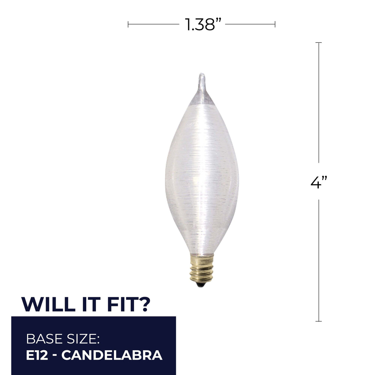 Bulbrite Spunlite 25W Dimmable C11 Incandescent Light Bulbs with E12 Candelabra Base, Satin Finish, 25-Pack