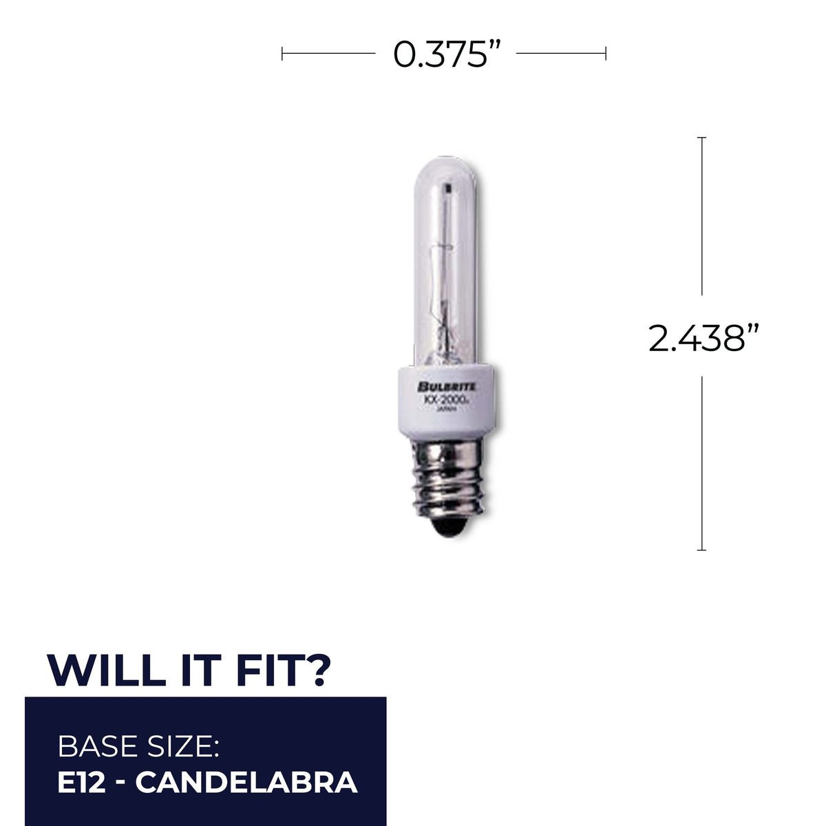 Bulbrite 20W Dimmable Frost T3 E12 Candelabra BaseKrypton/Xenon Bulb, 2700K, 2-Pack