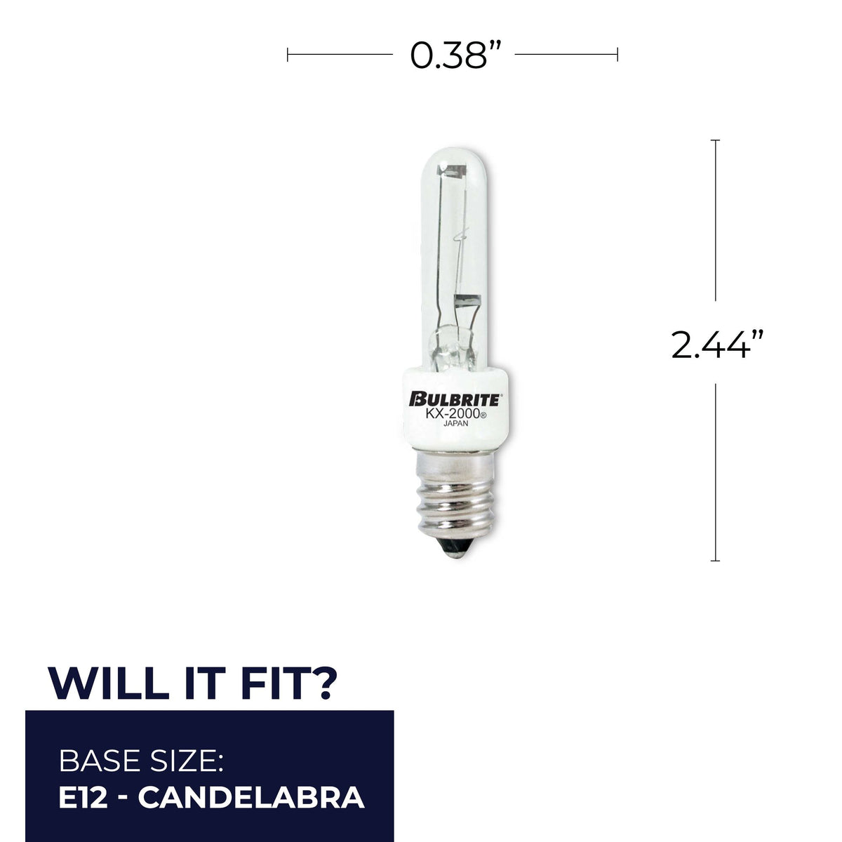 Bulbrite 40W Dimmable Clear T3 E12 Candelabra BaseKrypton/Xenon Bulb, 2-Pack