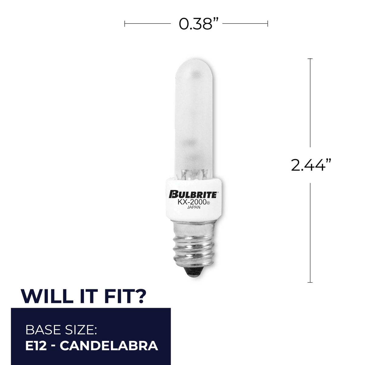 Bulbrite 40W E12 Candelabra Screw Base KRYPTON/XENON T3 Light Bulb, 2-Pack, Frost, 2700K