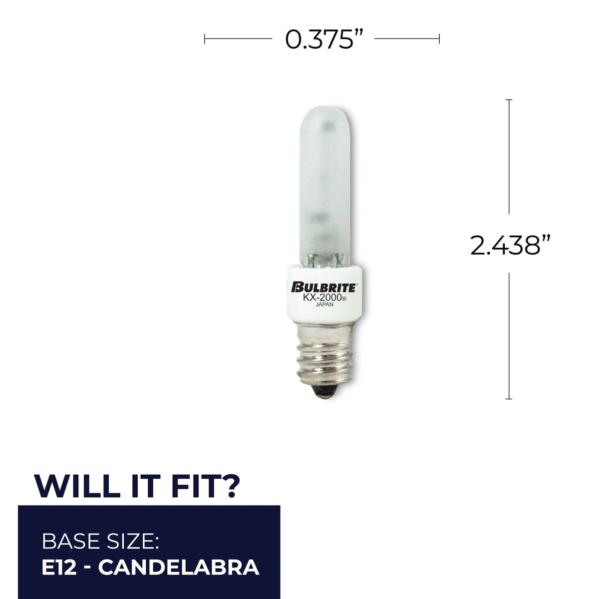 Bulbrite 60W Candelabra Screw Base (E12) Xenon/Krypton T3 Light Bulb, 2-Pack, Frost, 2700K