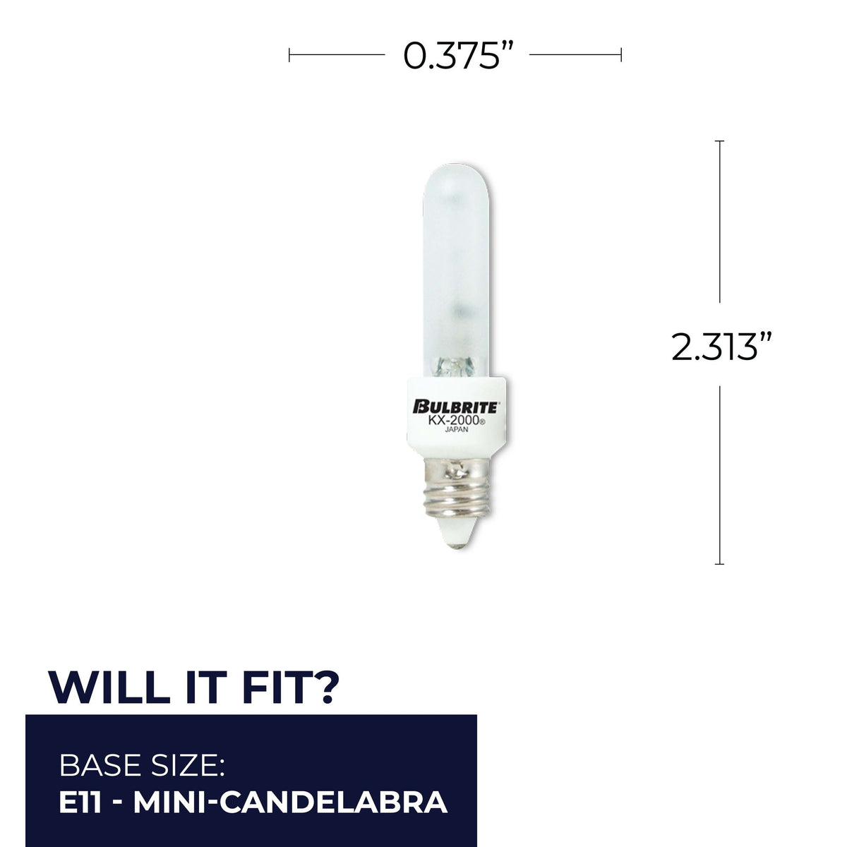 Bulbrite Mini – Candelabra Screw Base (E11) Light Bulb, 40W, Frost, 2-Pack