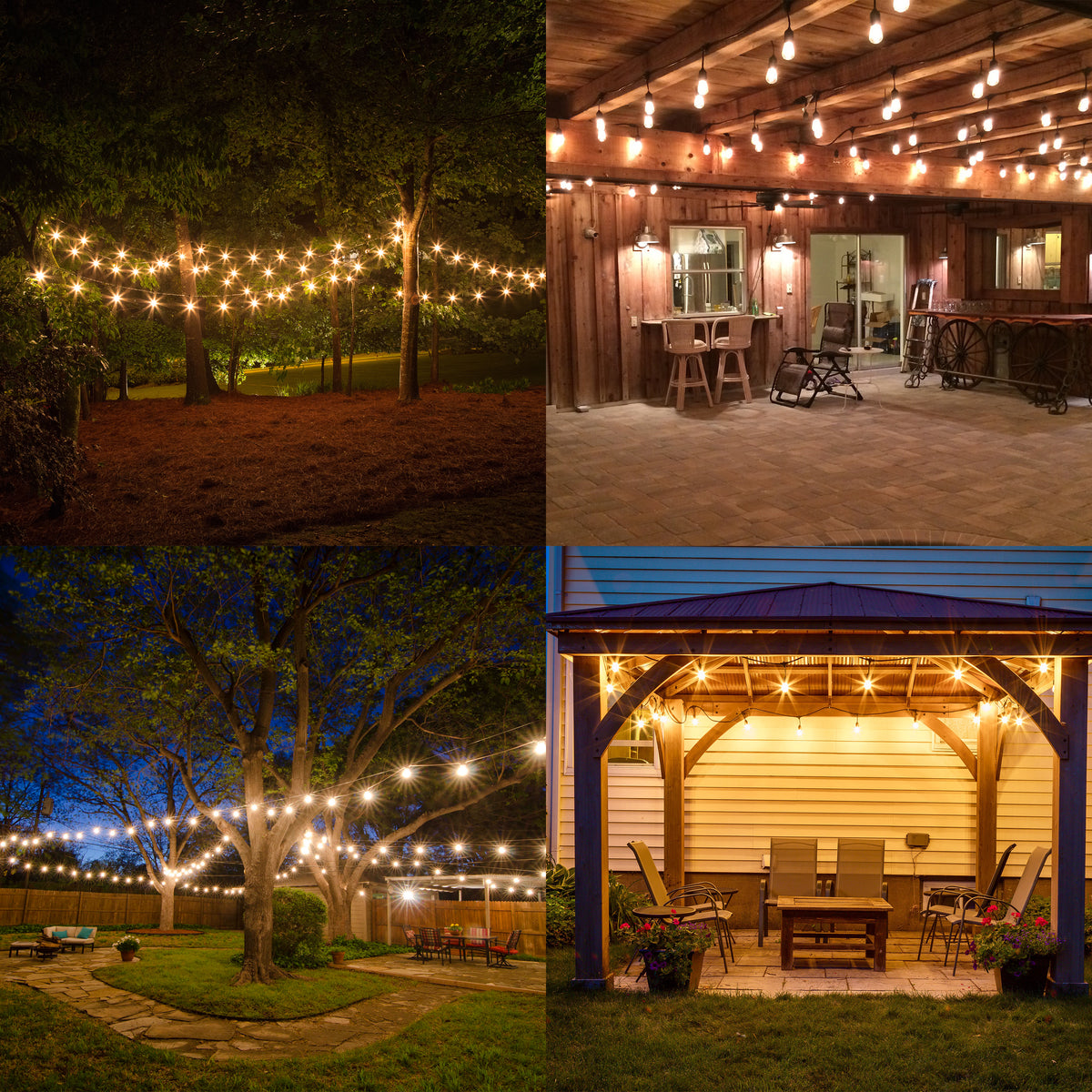 Bulbrite 48-Foot String Light Kit with Clear Vintage Style S14 Incandescent Light Bulbs, 2-Pack, Black Finish