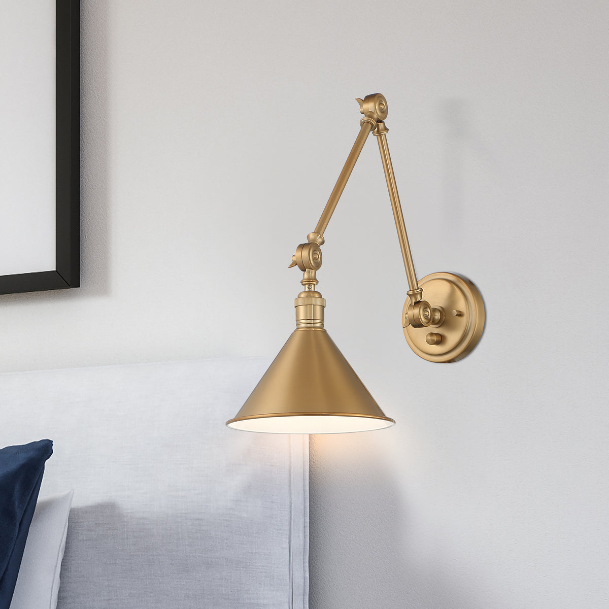Delancey Swing Arm Lamp - Burnished Brass with Switch