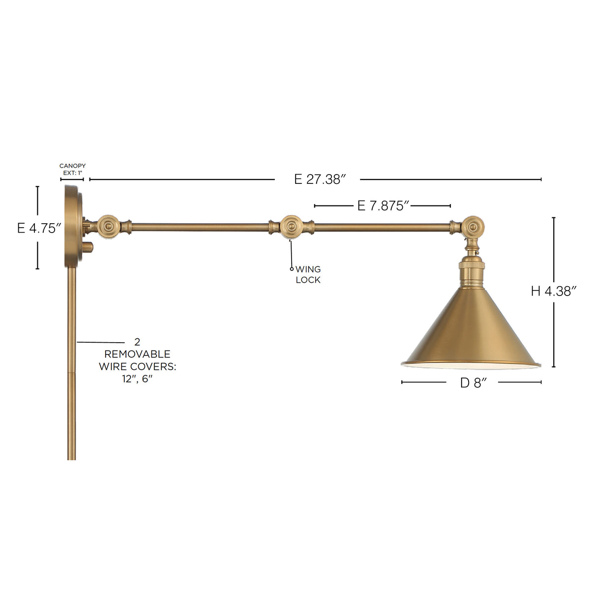 Delancey Swing Arm Lamp - Burnished Brass with Switch
