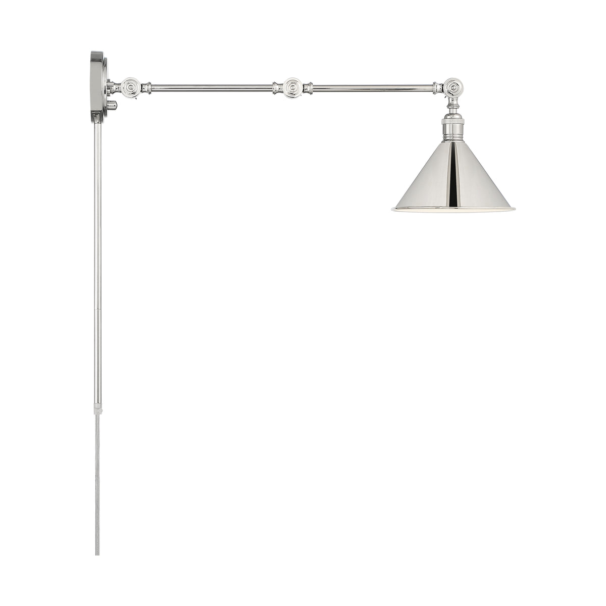 Delancey Swing Arm Lamp - Polished Nickel with Switch - Polished Nickel Finish