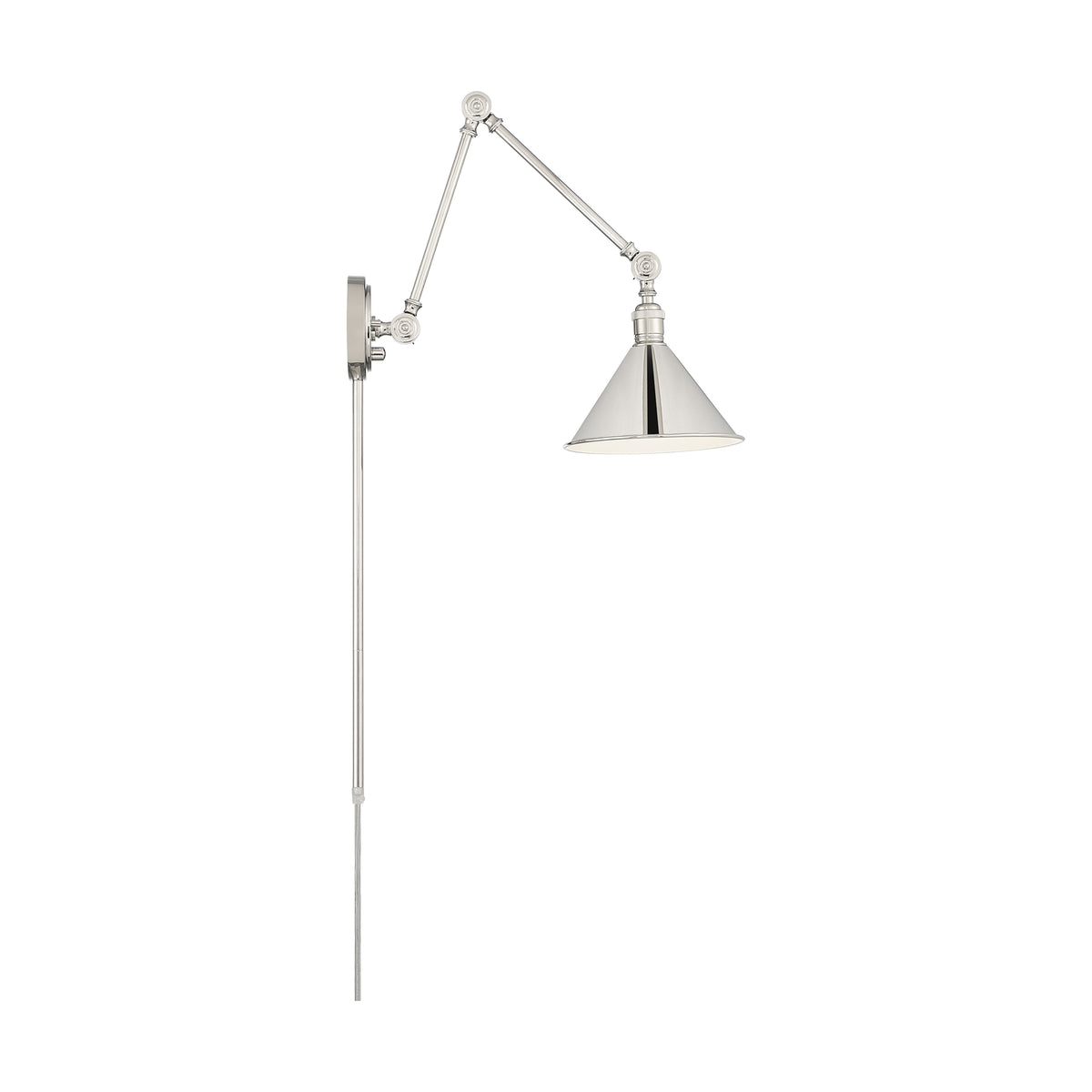 Delancey Swing Arm Lamp - Polished Nickel with Switch - Polished Nickel Finish