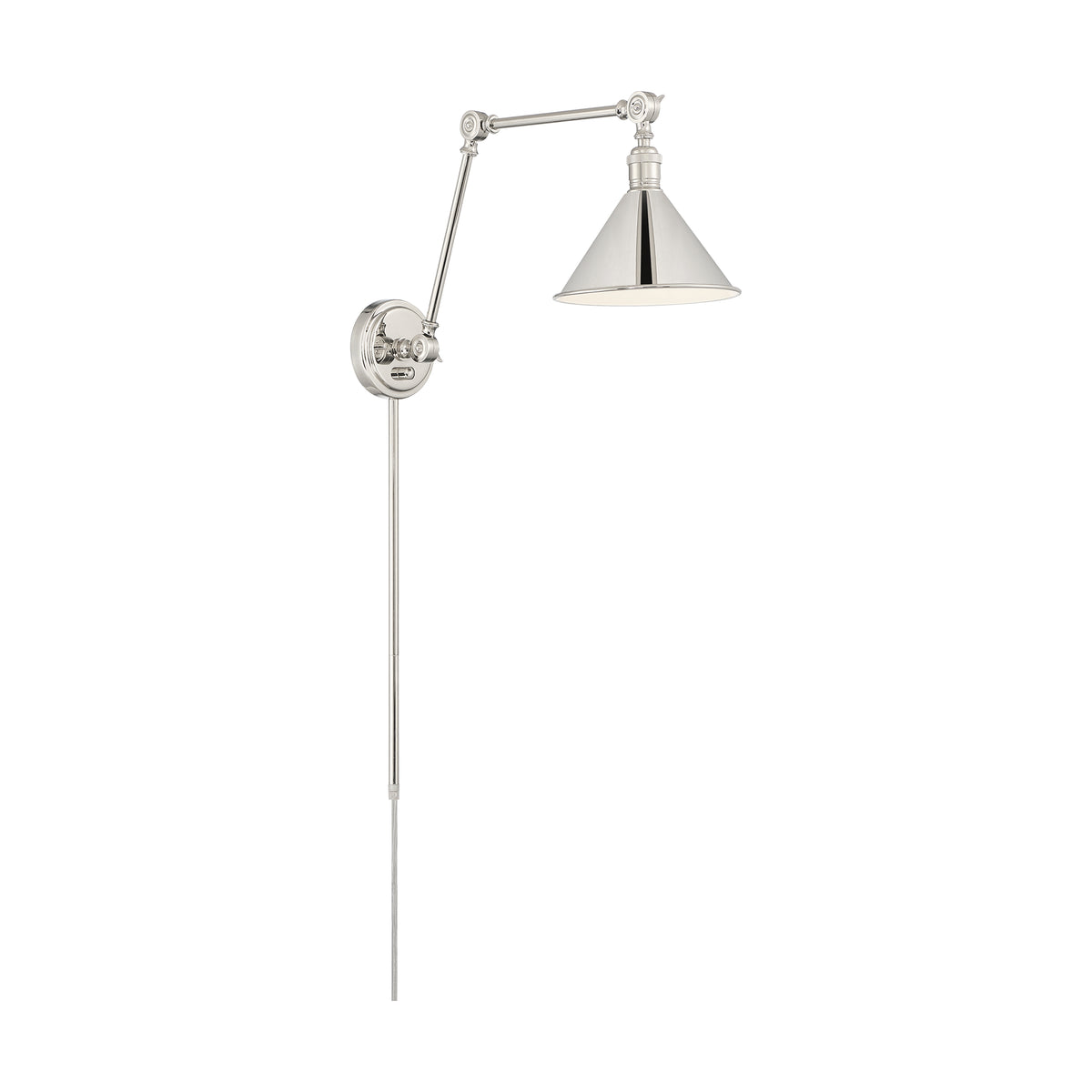 Delancey Swing Arm Lamp - Polished Nickel with Switch - Polished Nickel Finish