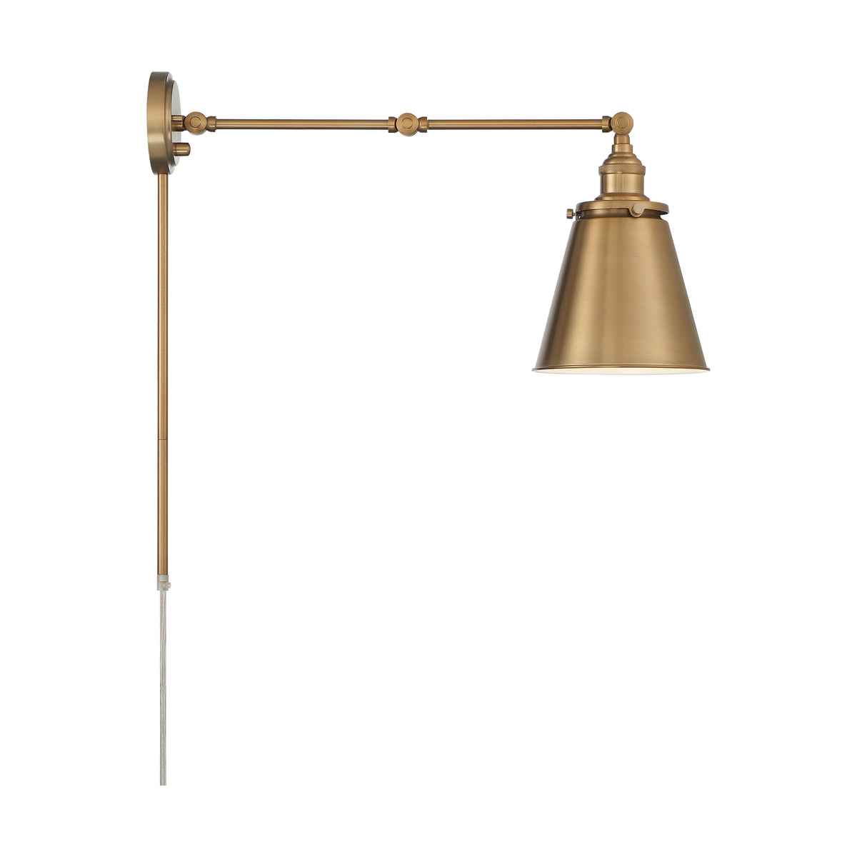 Bayard Swing Arm Lamp - Burnished Brass with Switch