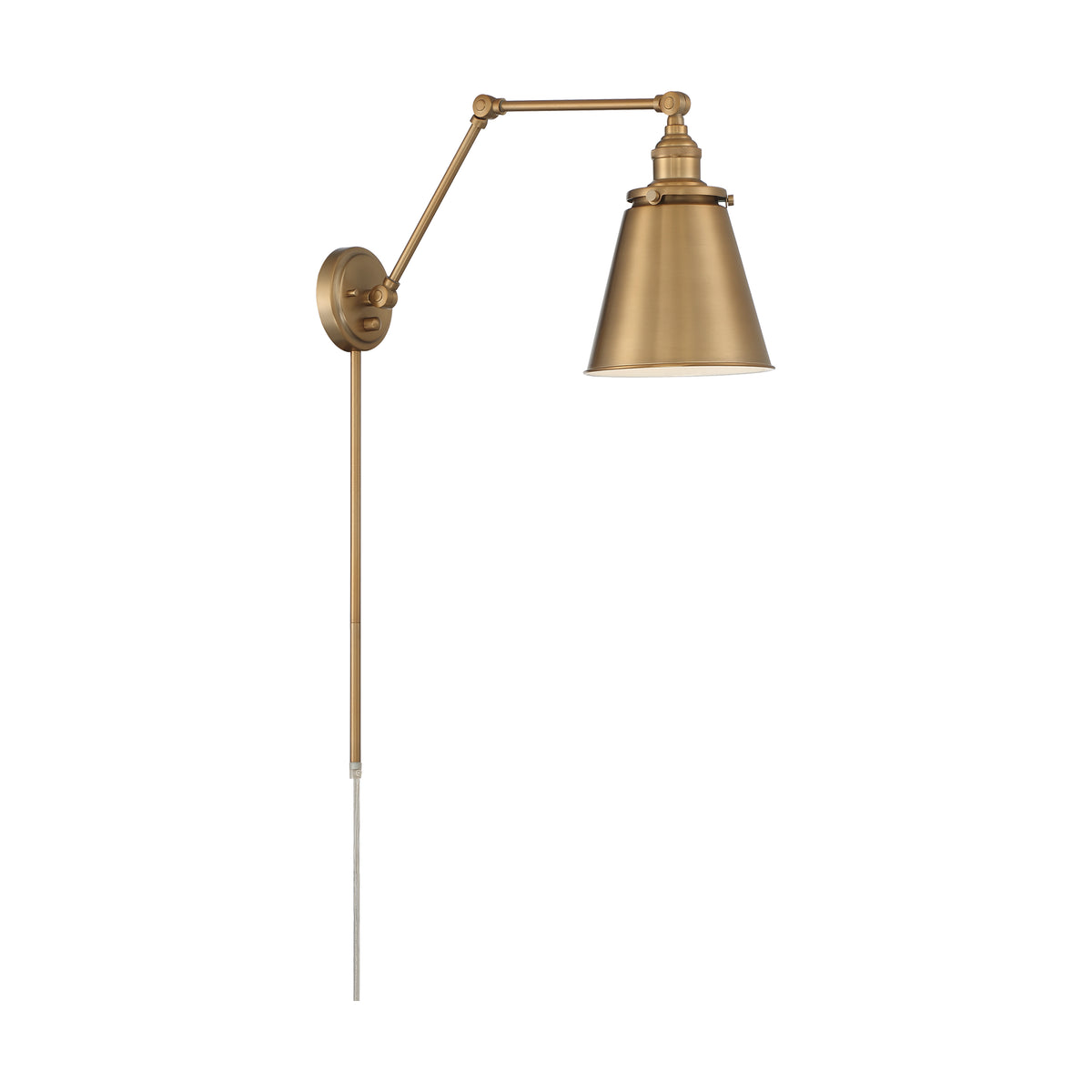 Bayard Swing Arm Lamp - Burnished Brass with Switch