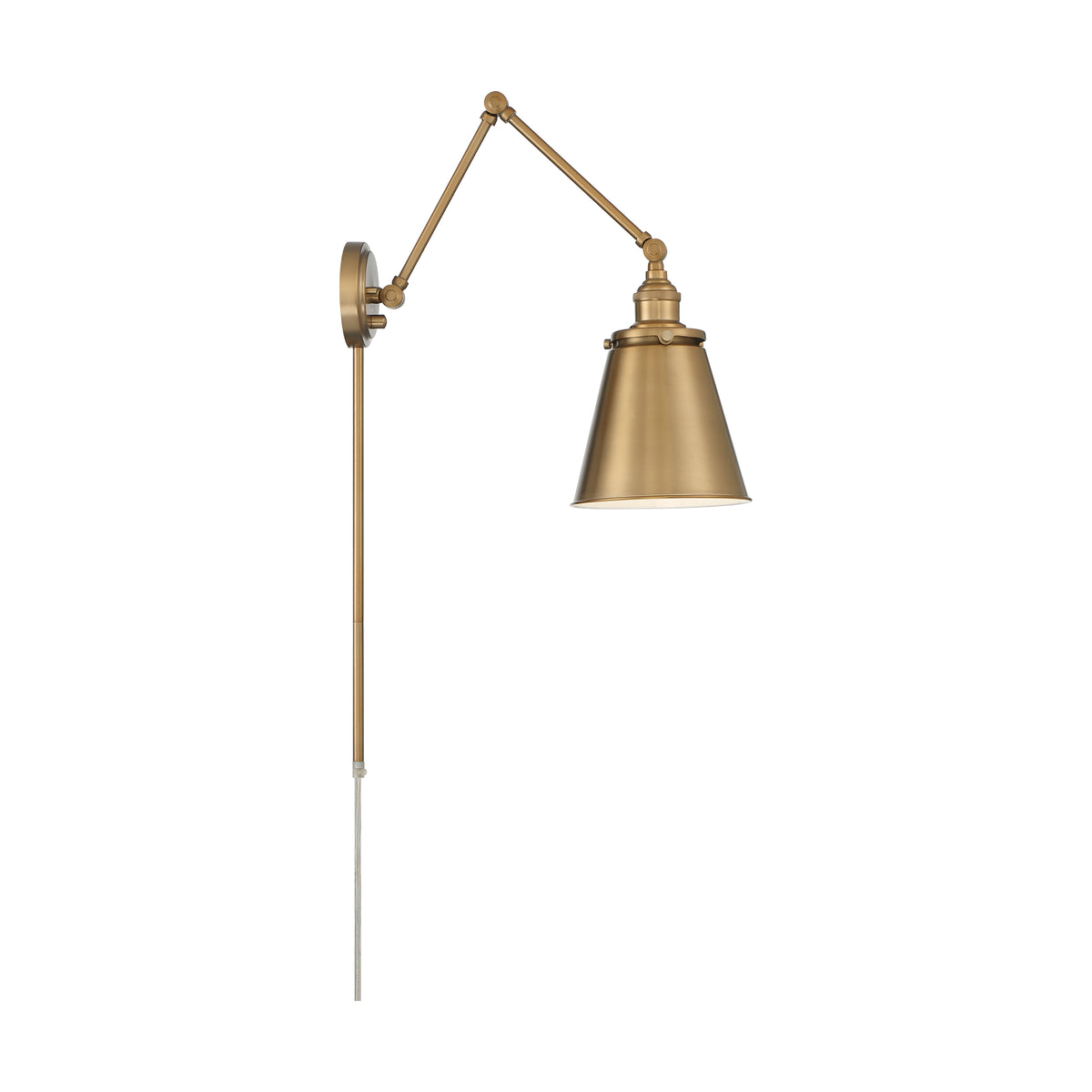 Bayard Swing Arm Lamp - Burnished Brass with Switch