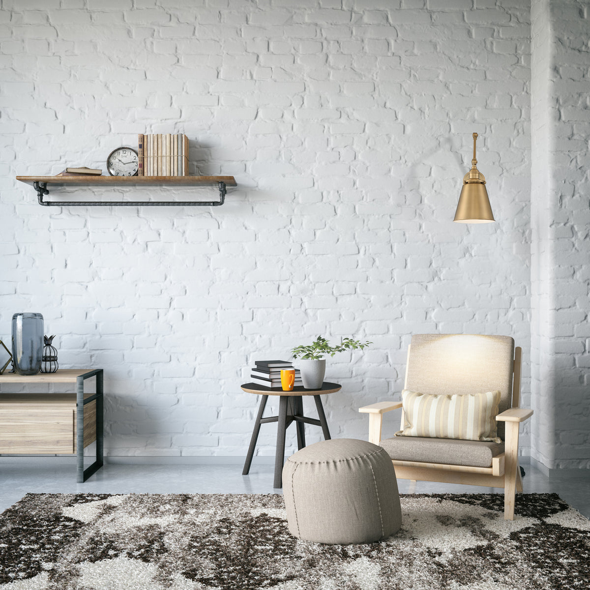 Bayard Swing Arm Lamp - Burnished Brass with Switch