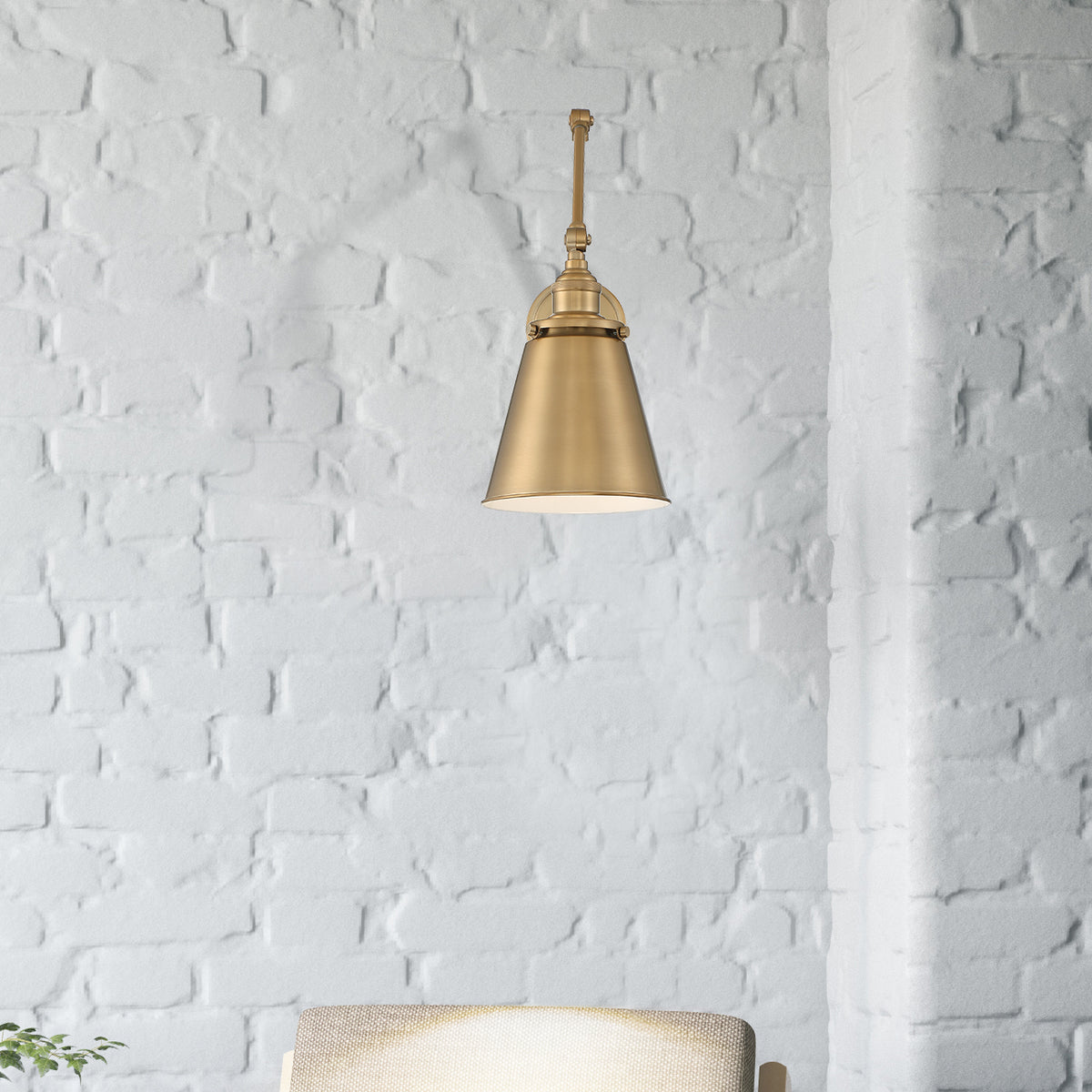 Bayard Swing Arm Lamp - Burnished Brass with Switch