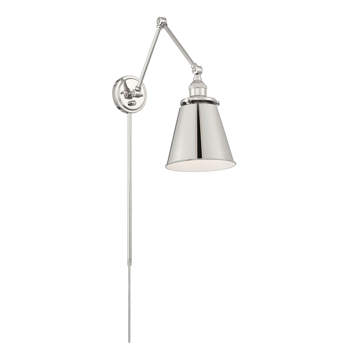 Bayard Swing Arm Lamp - Polished Nickel with Switch - Polished Nickel Finish for bedrooms and hallways