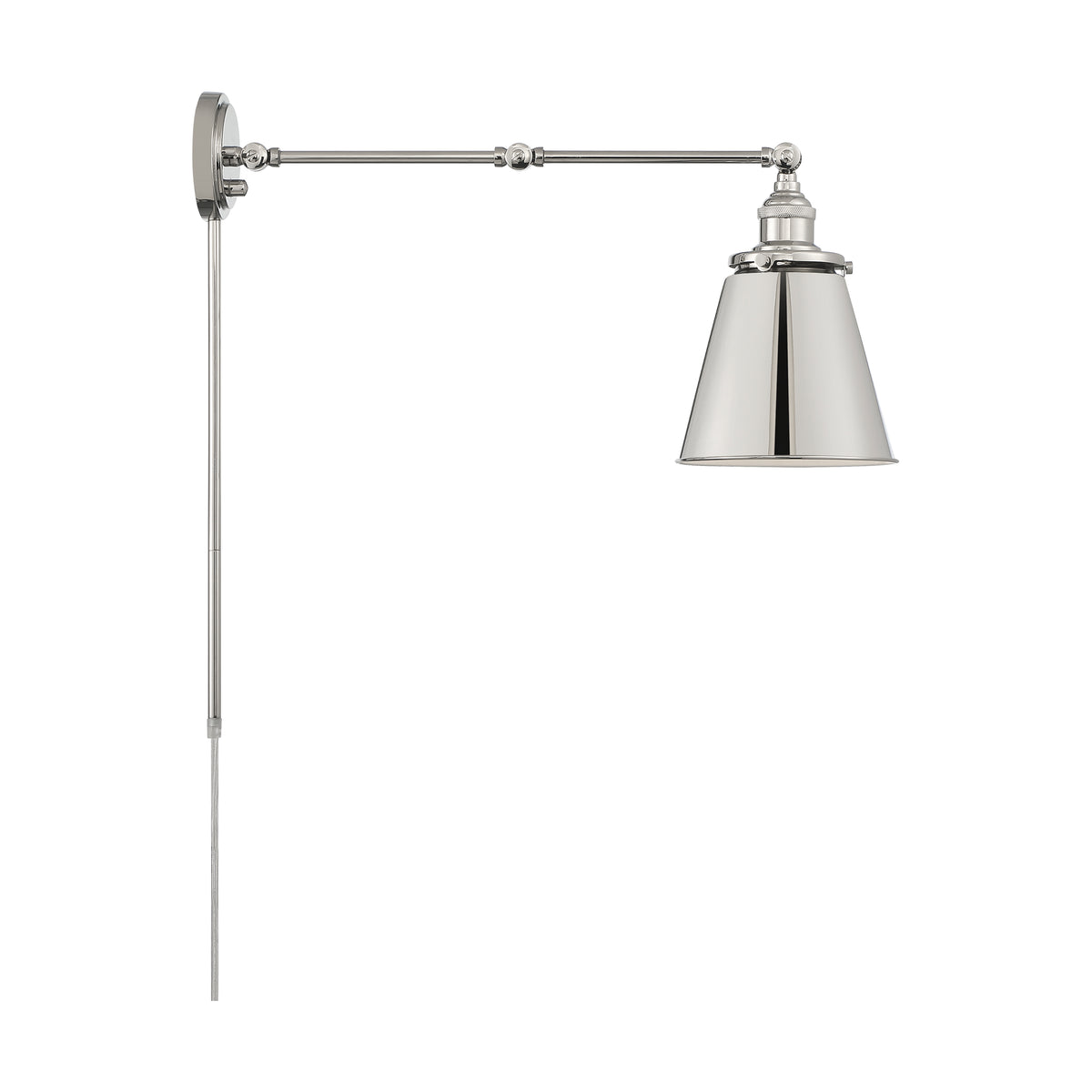 Bayard Swing Arm Lamp - Polished Nickel with Switch - Polished Nickel Finish