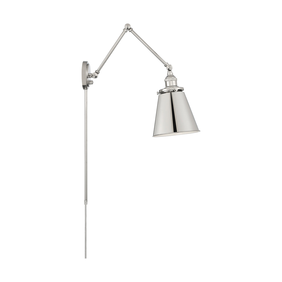 Bayard Swing Arm Lamp - Polished Nickel with Switch - Polished Nickel Finish