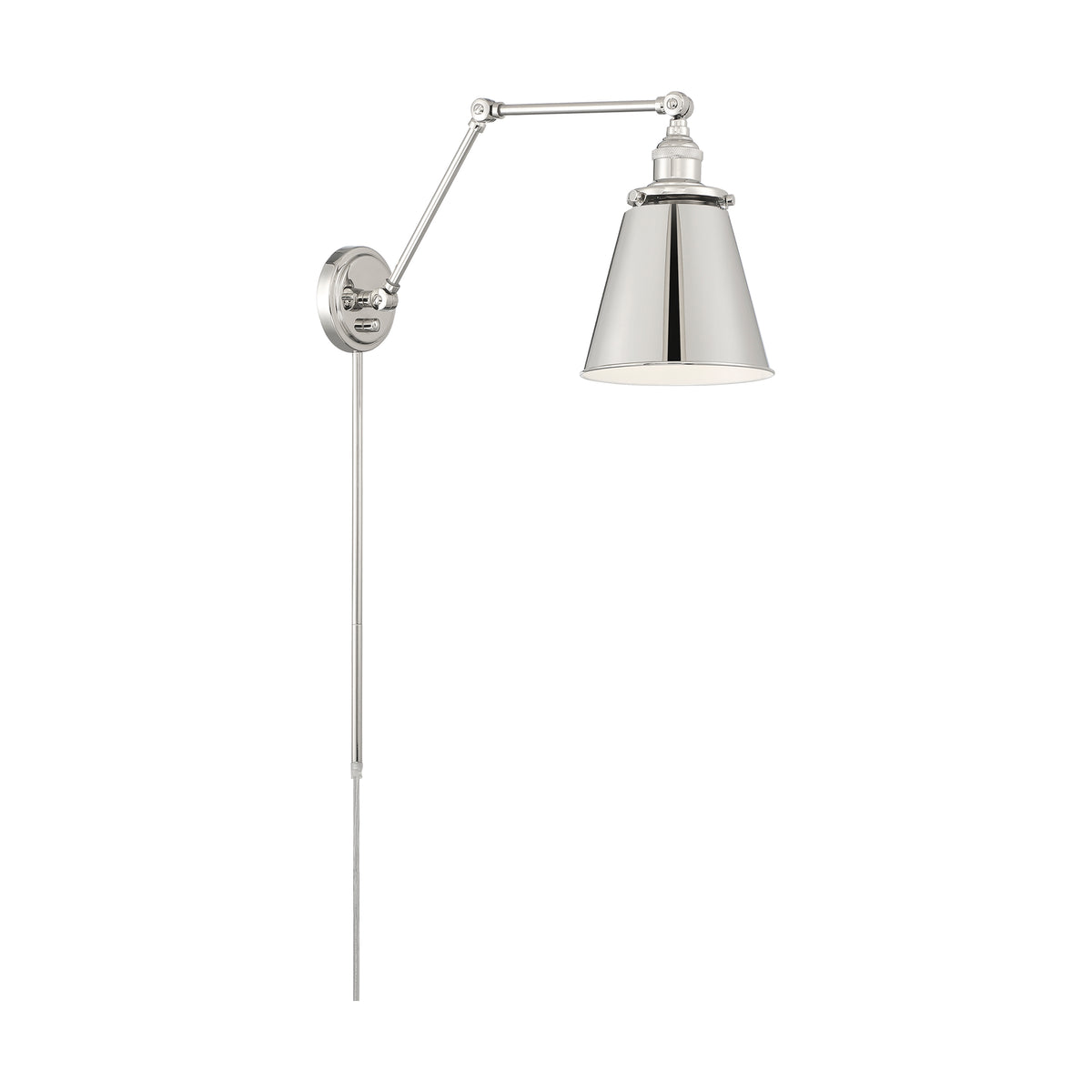 Bayard Swing Arm Lamp - Polished Nickel with Switch - Polished Nickel Finish