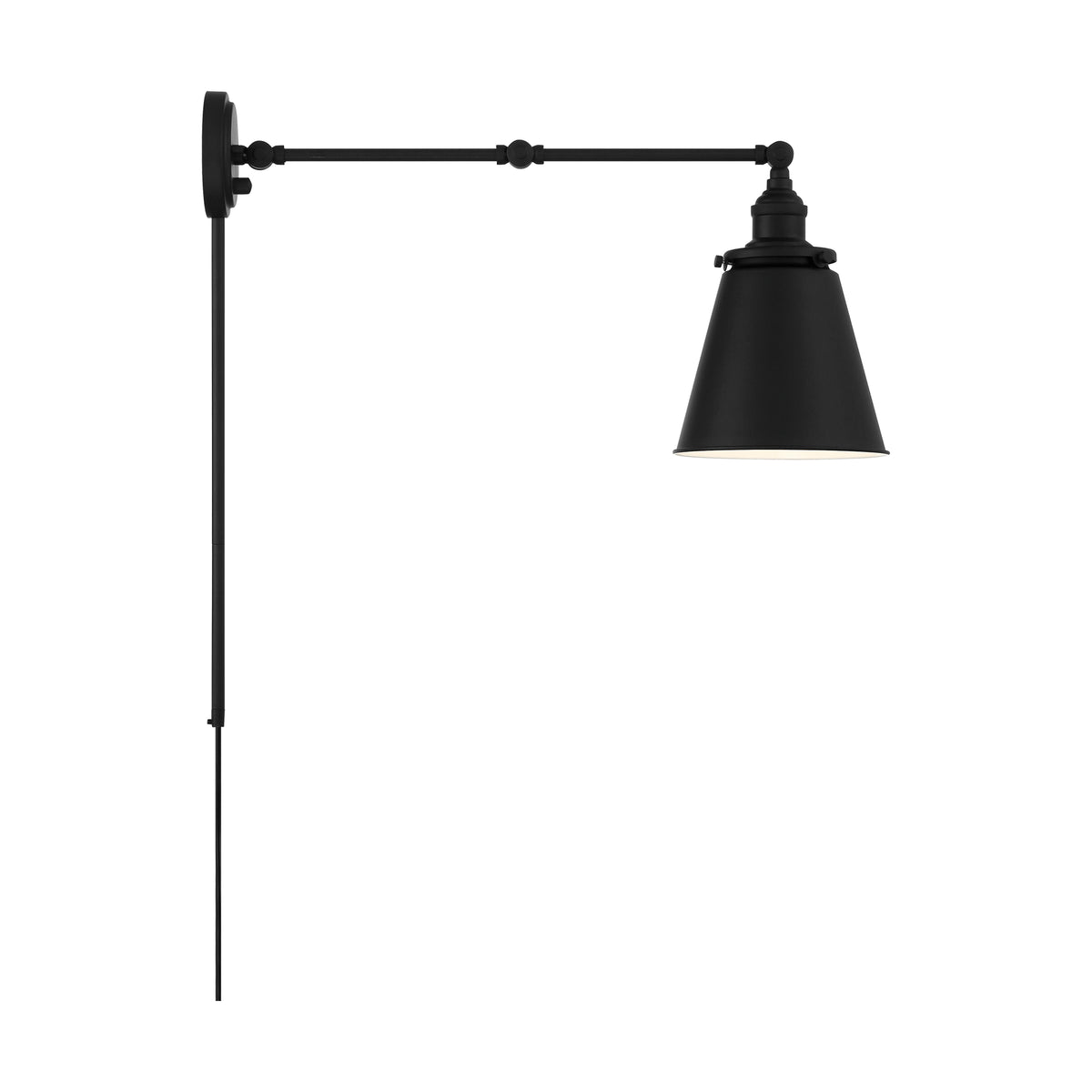 Bayard Swing Arm Lamp - Matte Black with Switch