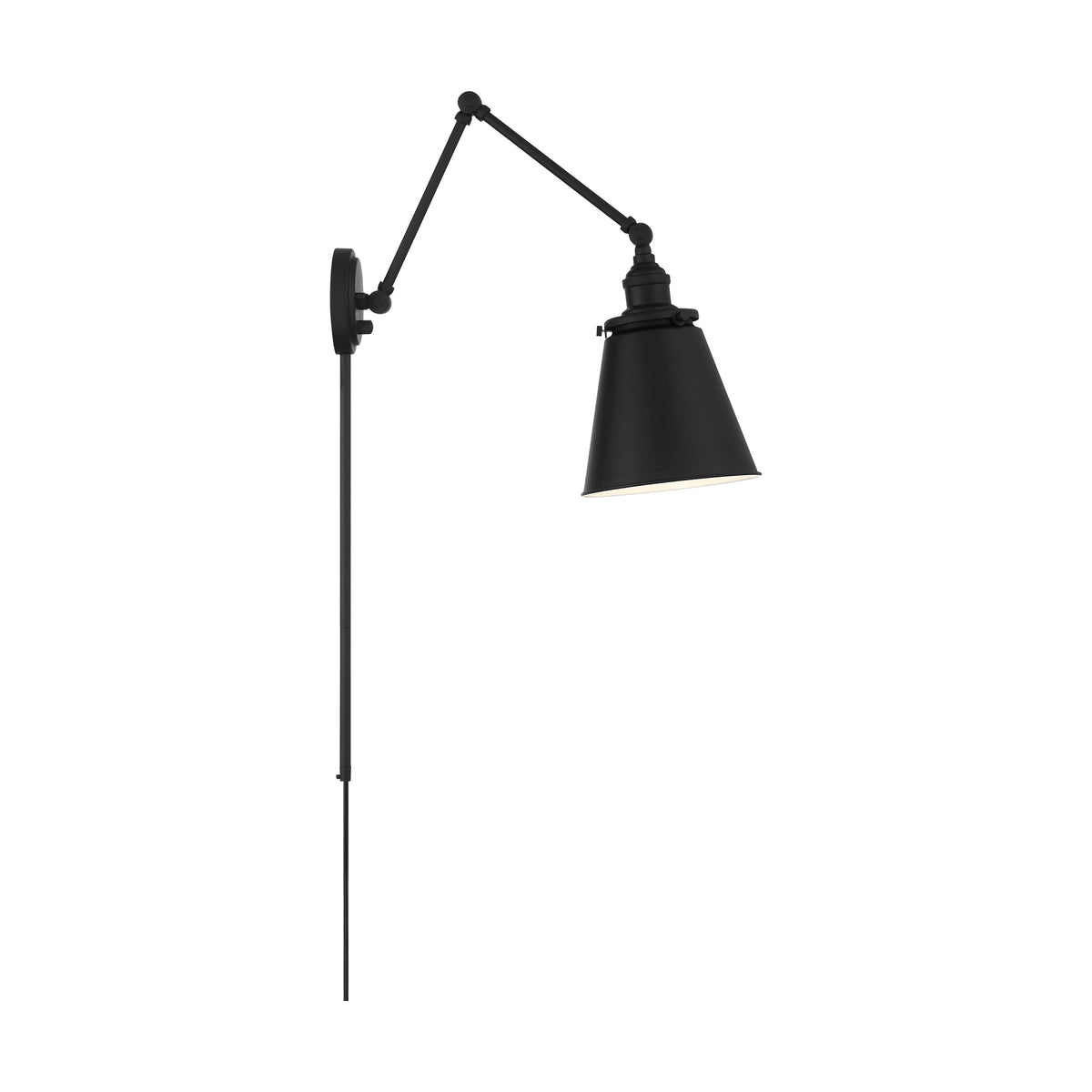Bayard Swing Arm Lamp - Matte Black with Switch