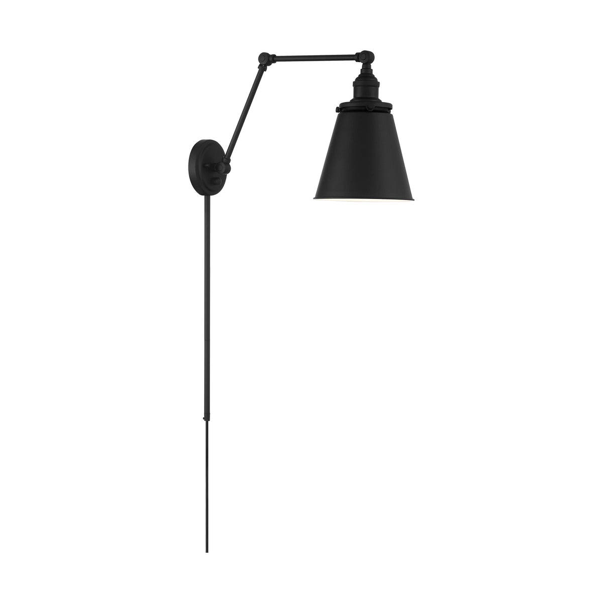 Bayard Swing Arm Lamp - Matte Black with Switch