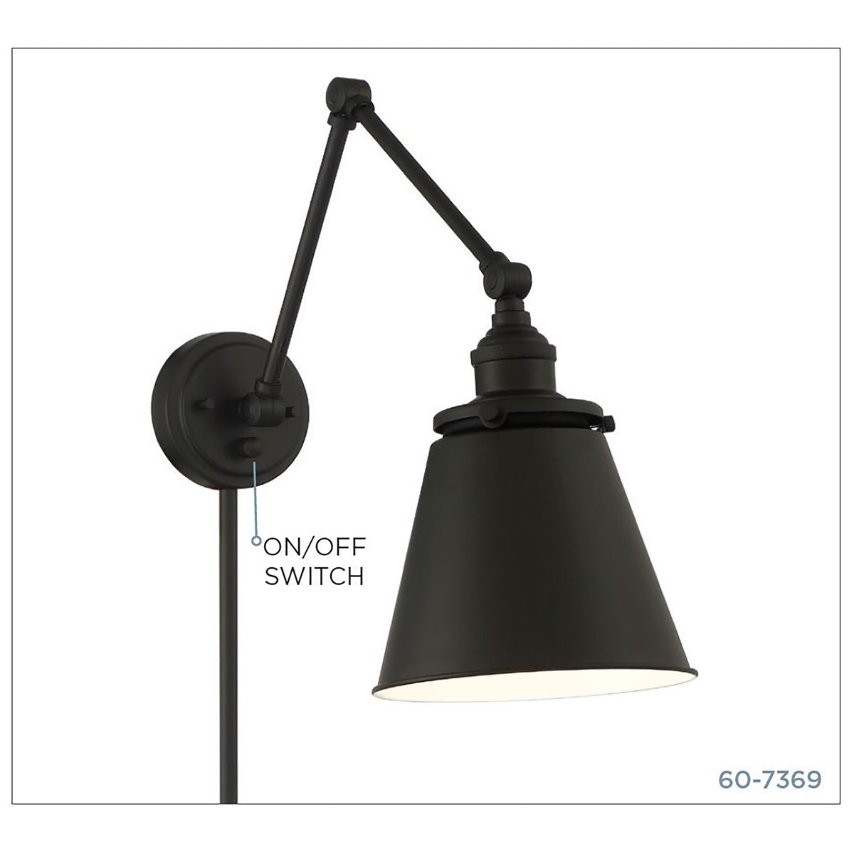 Bayard Swing Arm Lamp - Matte Black with Switch