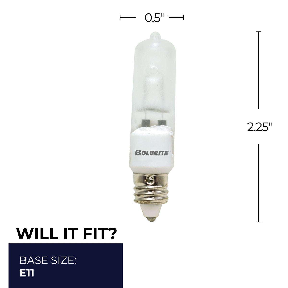 Bulbrite 50W Dimmable Frost T4 Mini – Candelabra (E11) Halogen Light Bulbs, 5-Pack