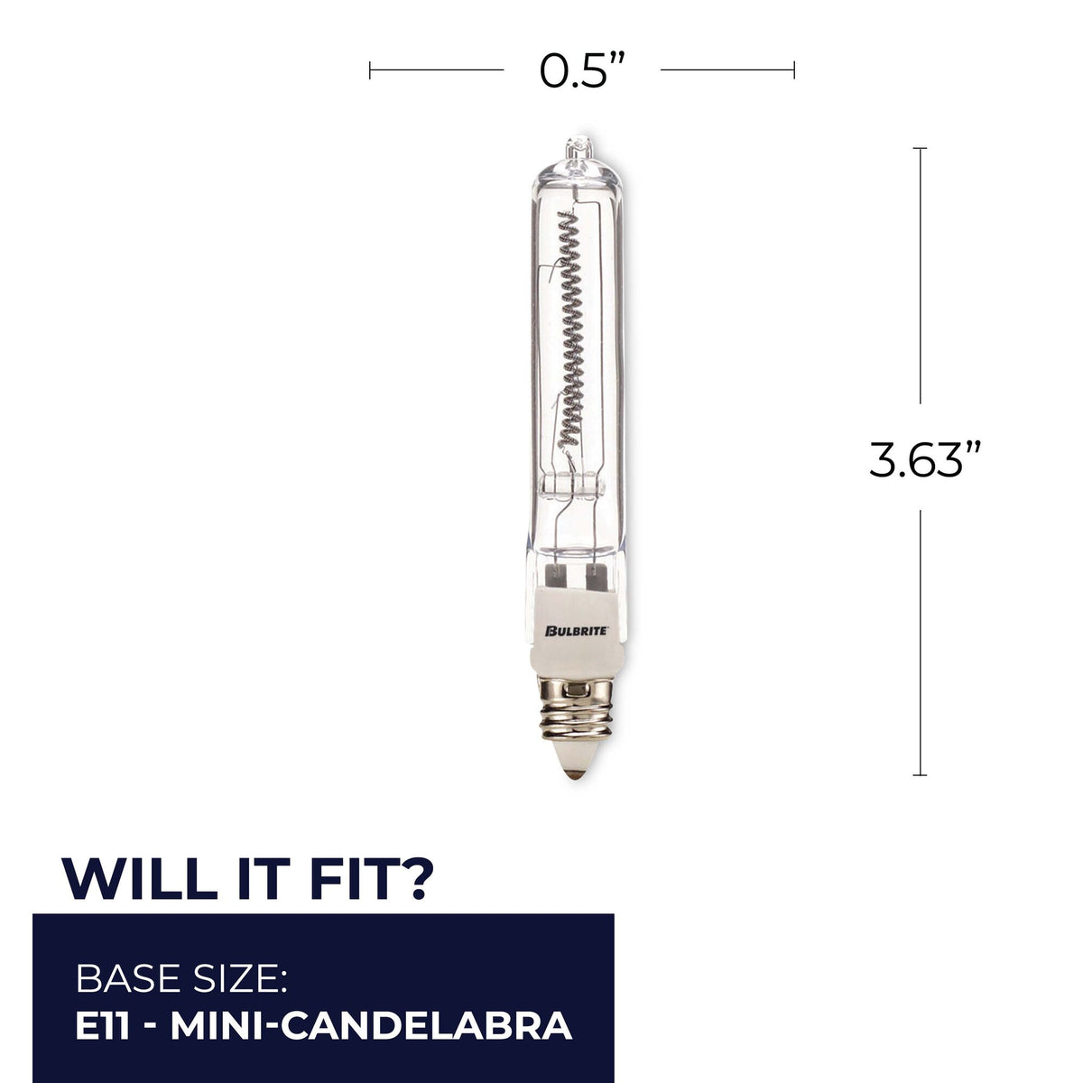 Bulbrite 500W Halogen T4 Mini Bulb, Line Voltage Dimmable Mini – Candelabra Screw Base (E11) Soft White Light Bulb (, 5-Pack