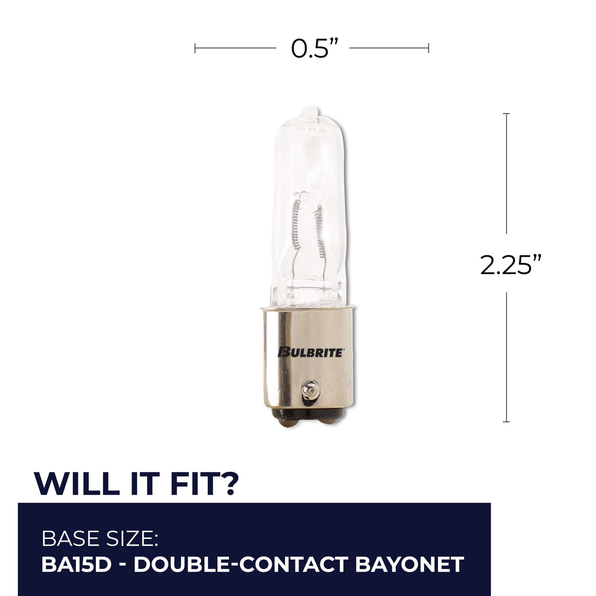 Bulbrite 100W Dimmable Clear T4 BA15d Bayonet BaseHalogen Bulb, 5-Pack
