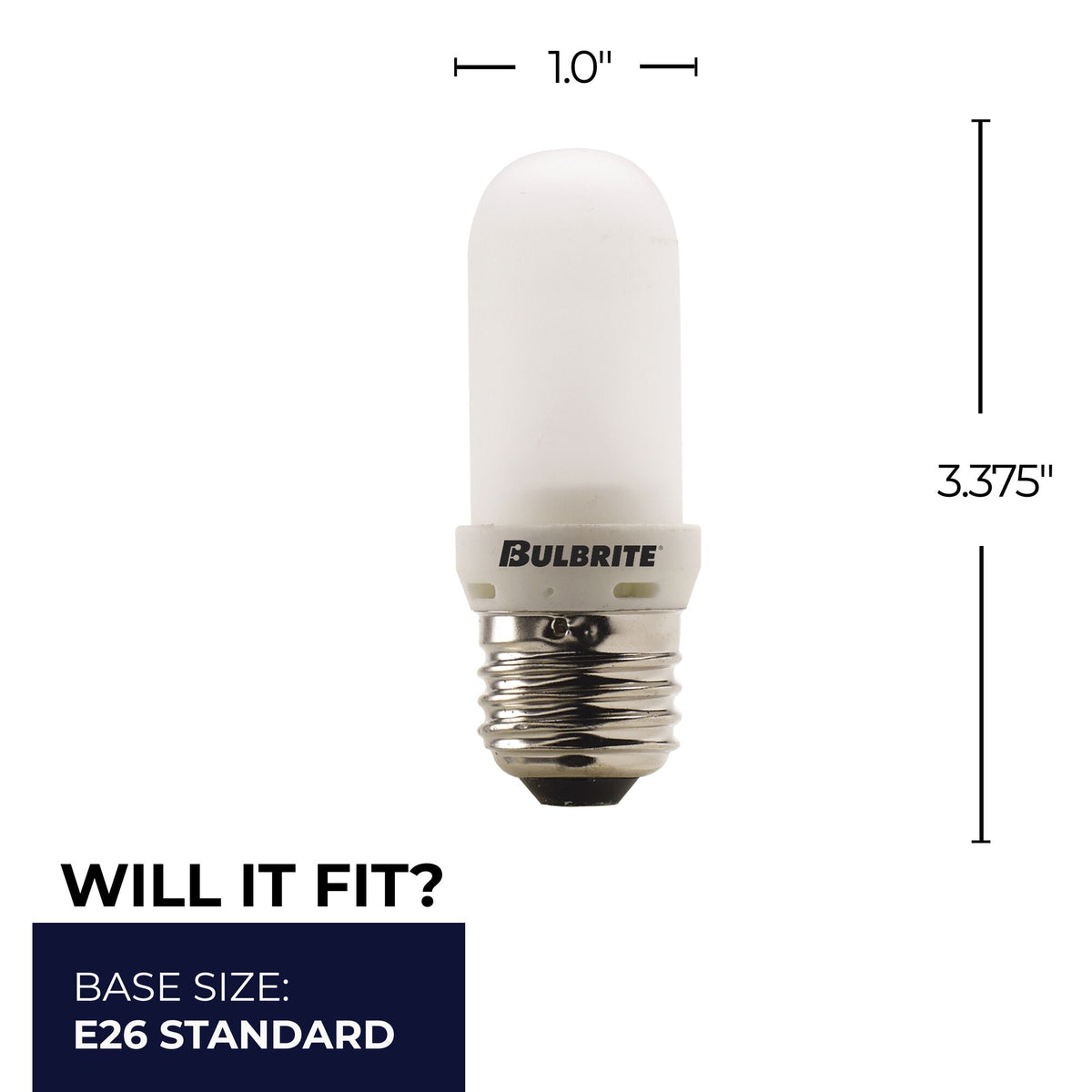 Bulbrite T8 Halogen Light Bulb, 75W, 2900K, E26 Base, Frost Finish, Dimmable, 5-Pack