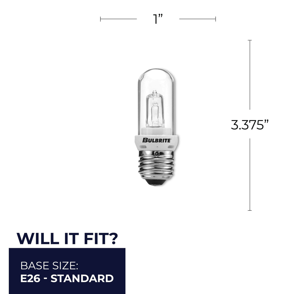 Bulbrite Halogen 120 – Volt Clear Double Envelope T8 Tubular Light Bulbs with E26 Medium BaseScrew Base, 75 – Watt, 2900K Soft White Light, 5-Pack