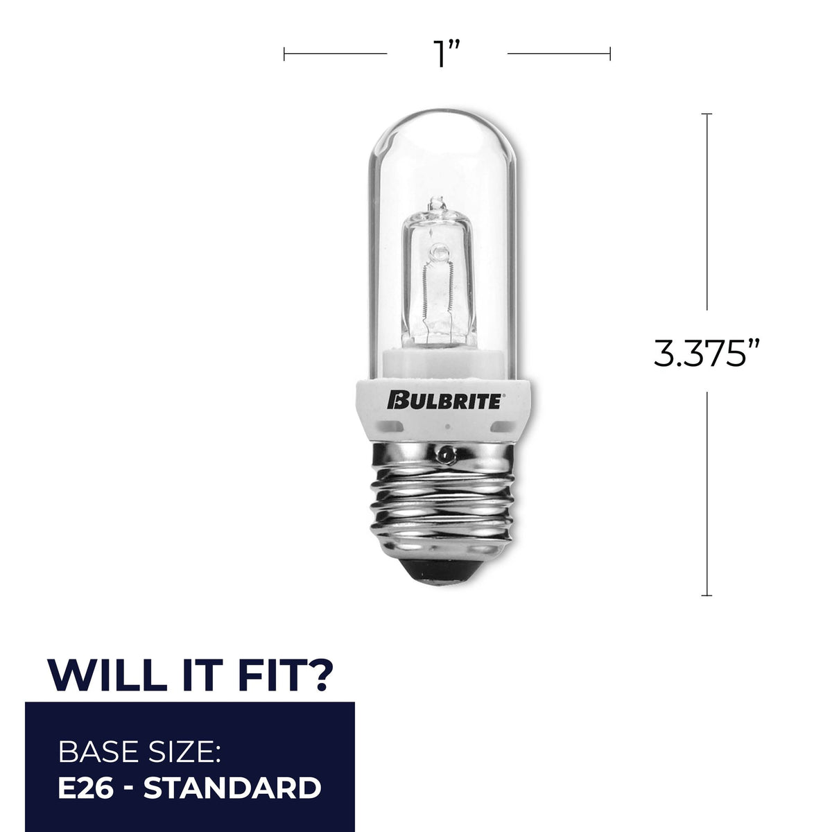 Bulbrite Halogen 120 – Volt Clear Double Envelope T8 Tubular Light Bulbs with E26 Medium BaseScrew Base, 100 – Watt, 2900K Soft White Light, 5-Pack