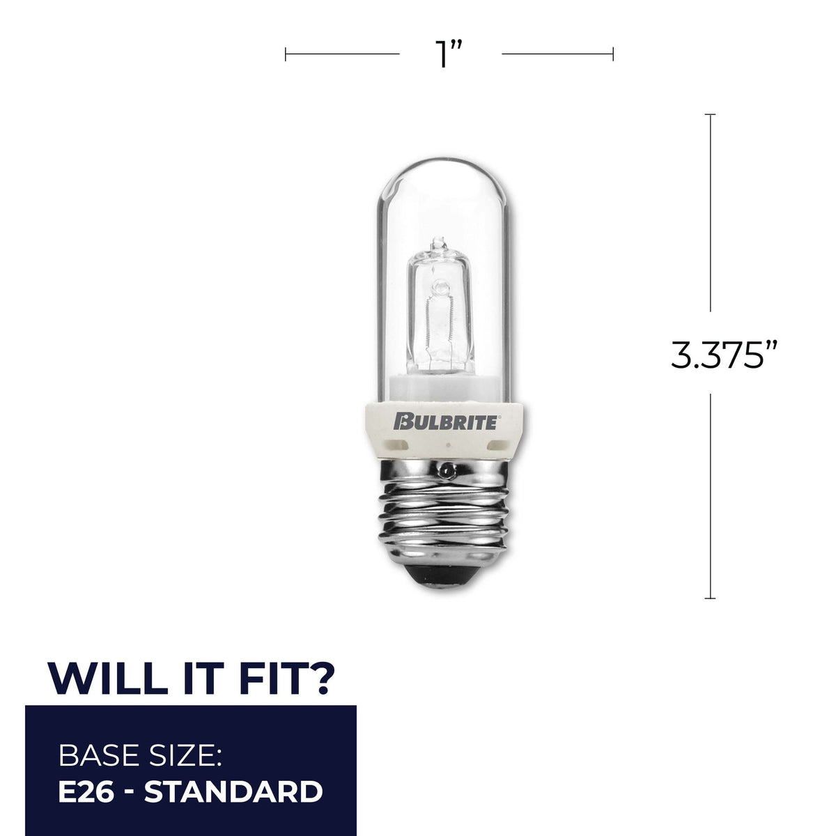 Bulbrite 150W Dimmable Clear T8 E26 Medium BaseHalogen Bulb, 5-Pack