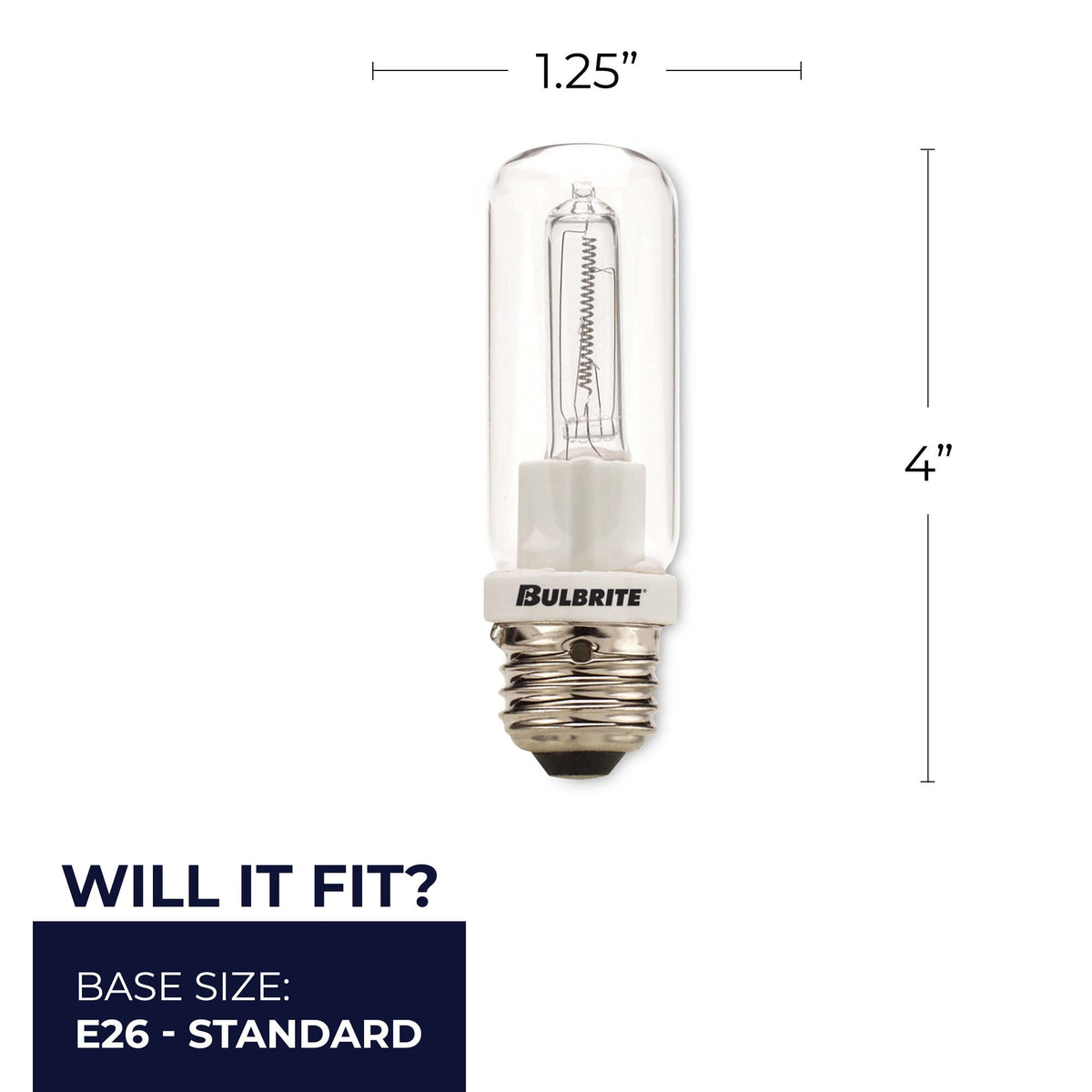 Bulbrite Halogen Double Envelope T10 Medium Screw Base (E26) Light Bulbs, 250W, Clear, 4-Pack