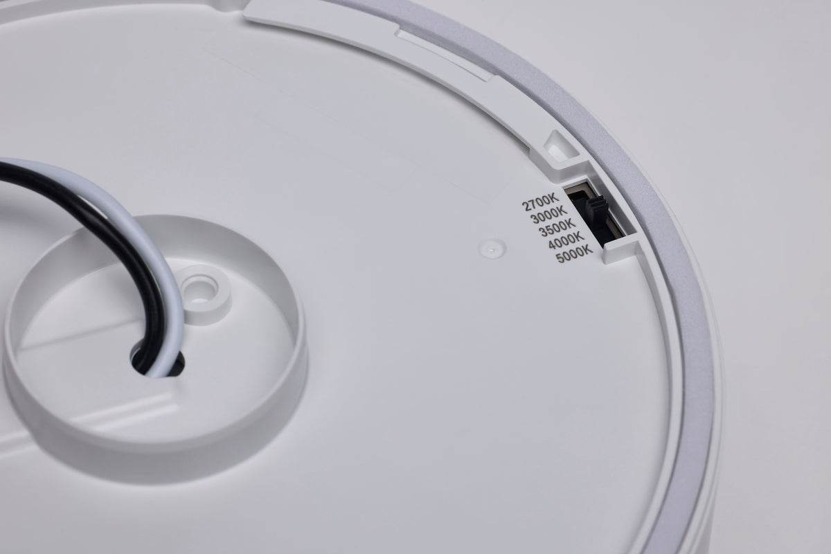9 Watt 5 Inch Trimless Surface Mount - 27K/3K/35K/4K/5K CCT - Line Voltage Dimmable - White Finish - 120 Volt